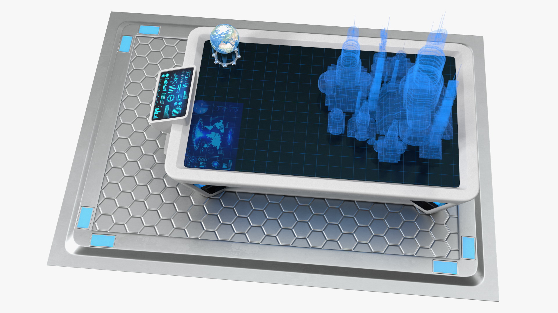3D model Sci-fi Holographic Table White