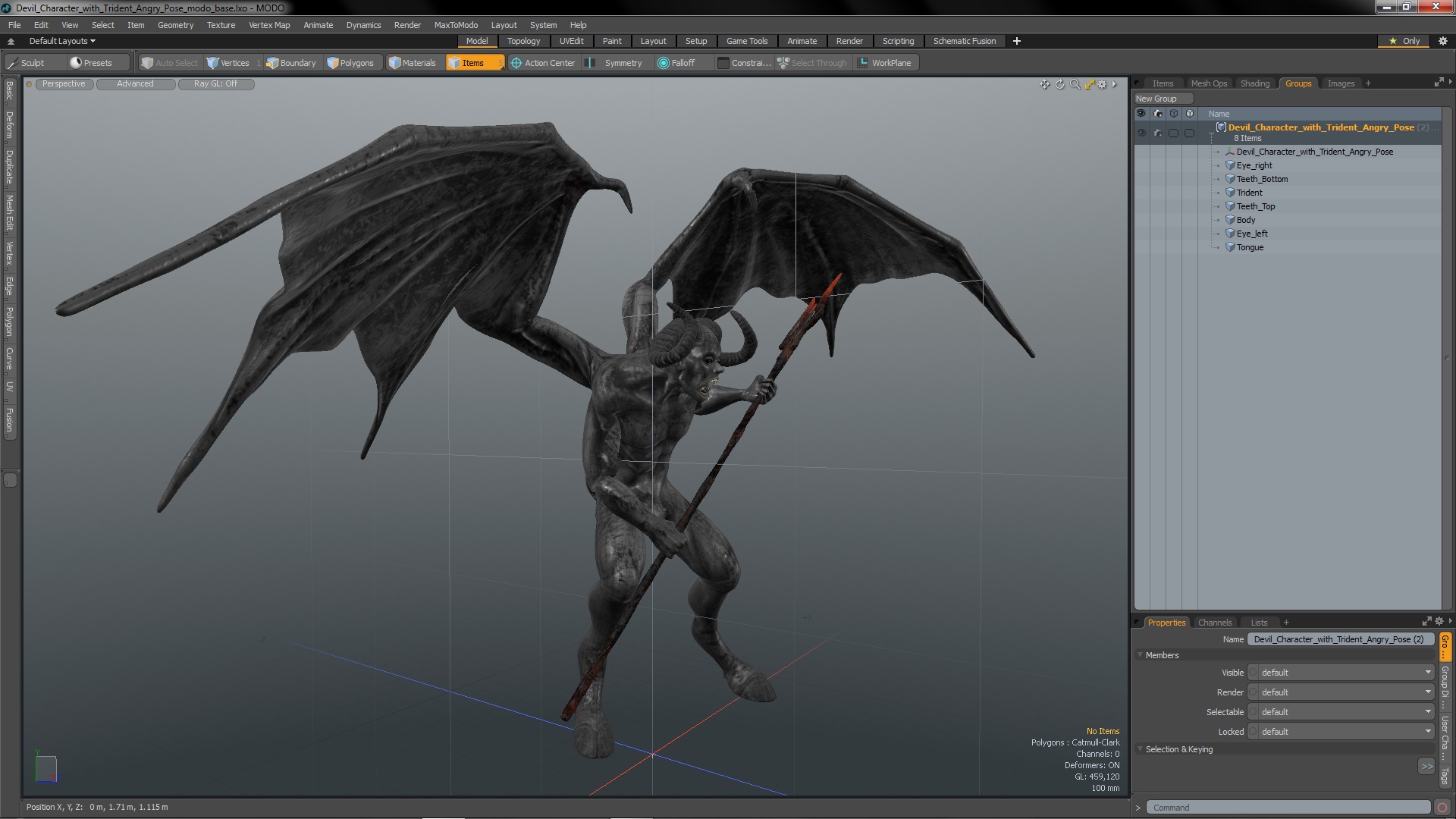 Devil Character with Trident Angry Pose 3D model