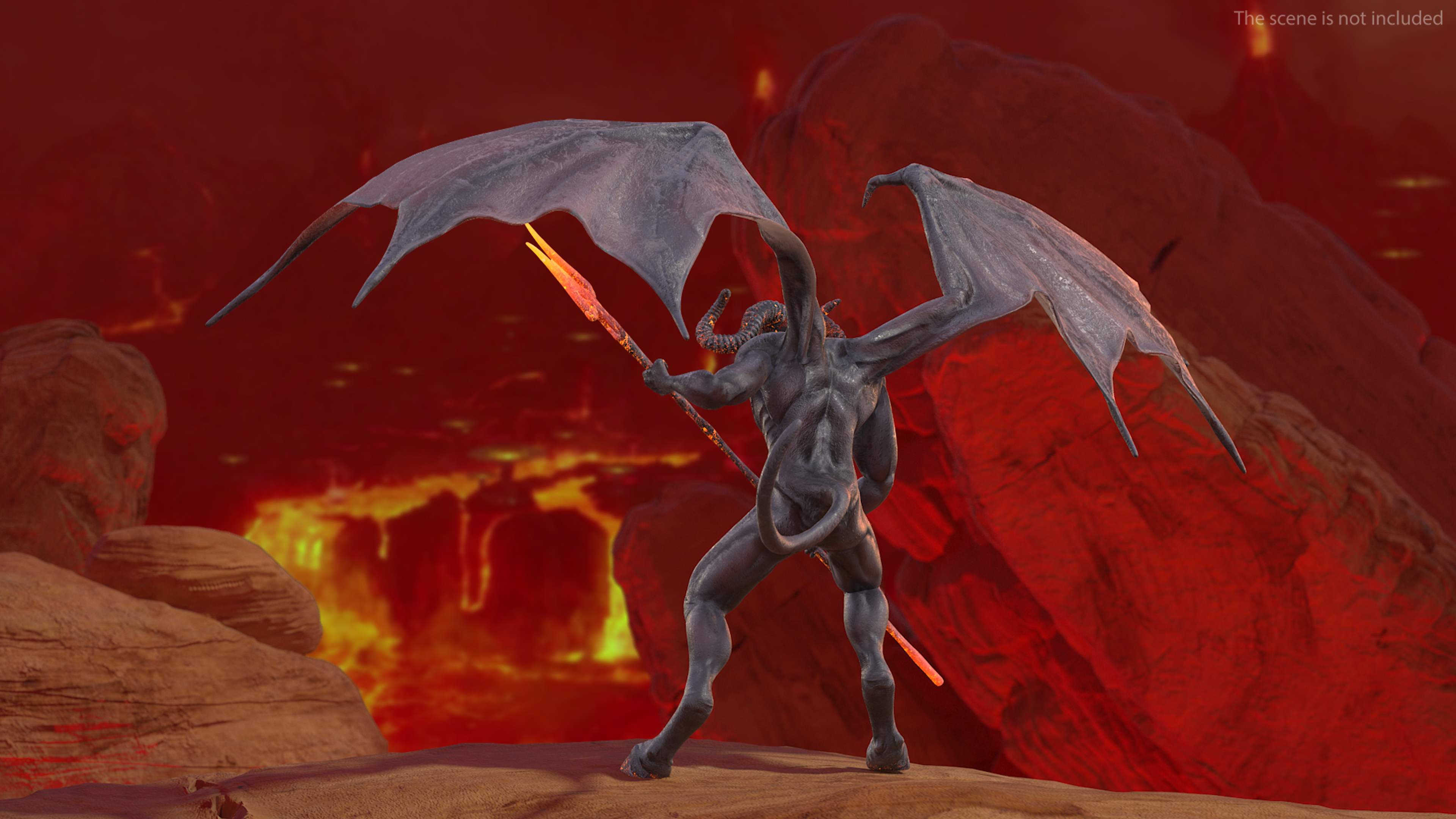 Devil Character with Trident Angry Pose 3D model