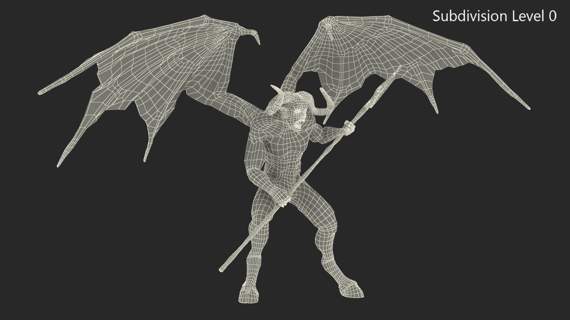 Devil Character with Trident Angry Pose 3D model