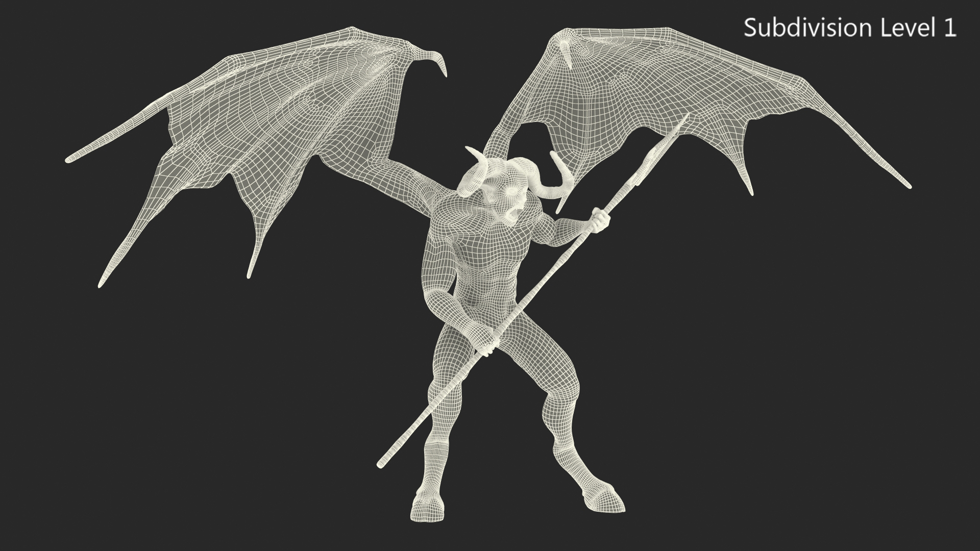 Devil Character with Trident Angry Pose 3D model
