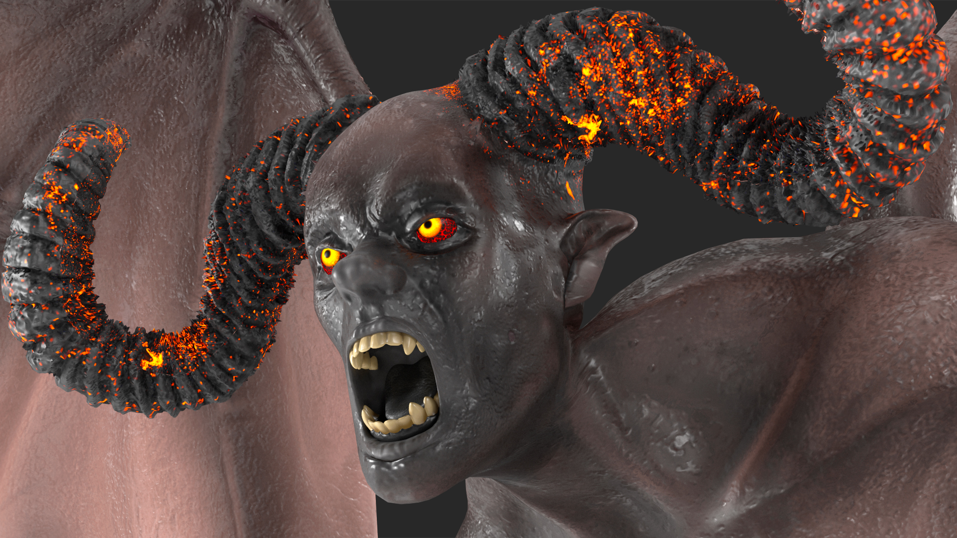 Devil Character with Trident Angry Pose 3D model