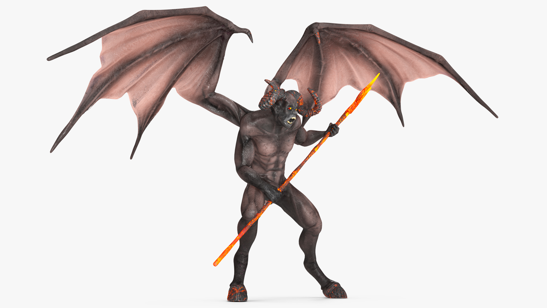 Devil Character with Trident Angry Pose 3D model