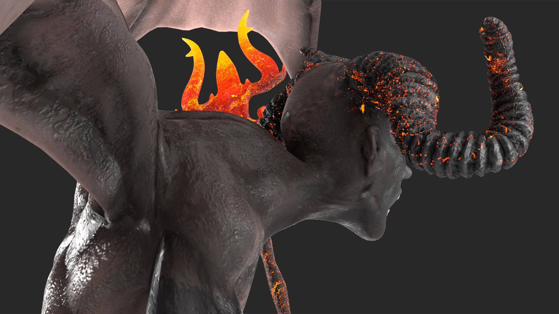 Devil Character with Trident Angry Pose 3D model