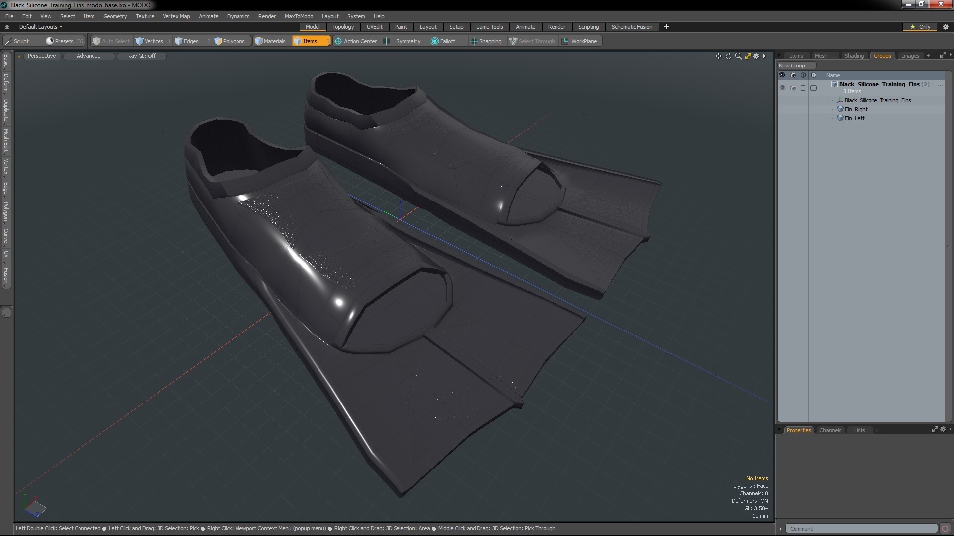 3D Black Silicone Training Fins model