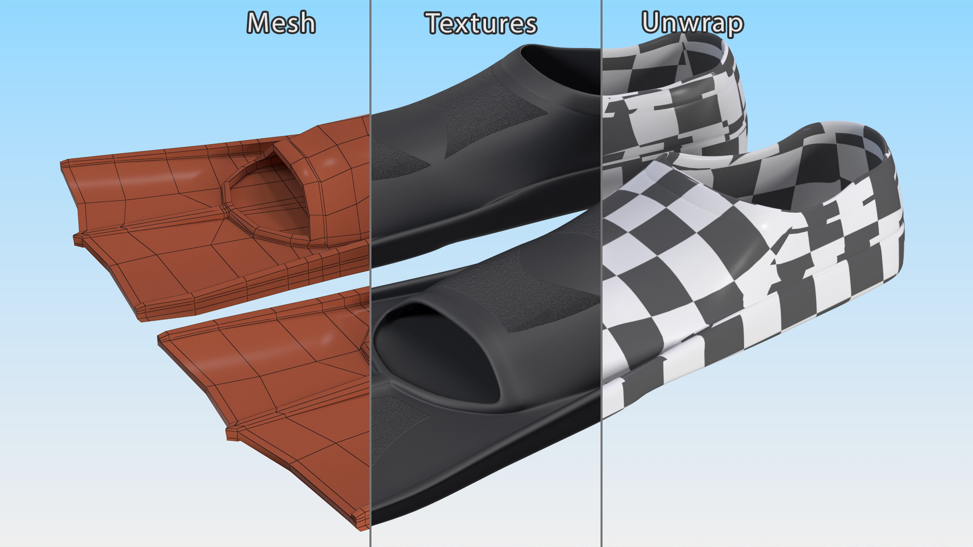 3D Black Silicone Training Fins model