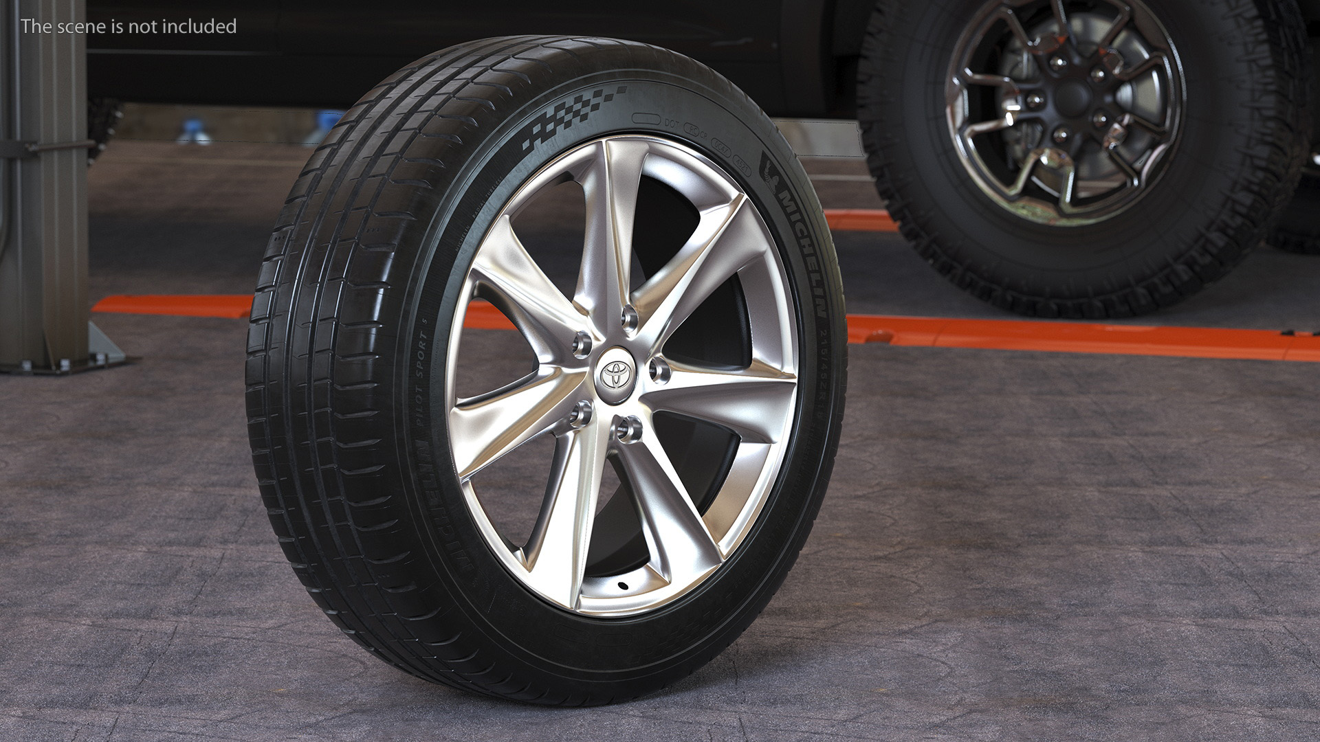 3D model Toyota Silver Car Wheel Rim Carrying Michelin Tire