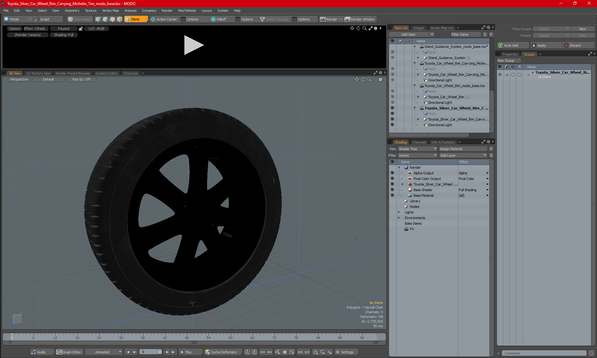 3D model Toyota Silver Car Wheel Rim Carrying Michelin Tire