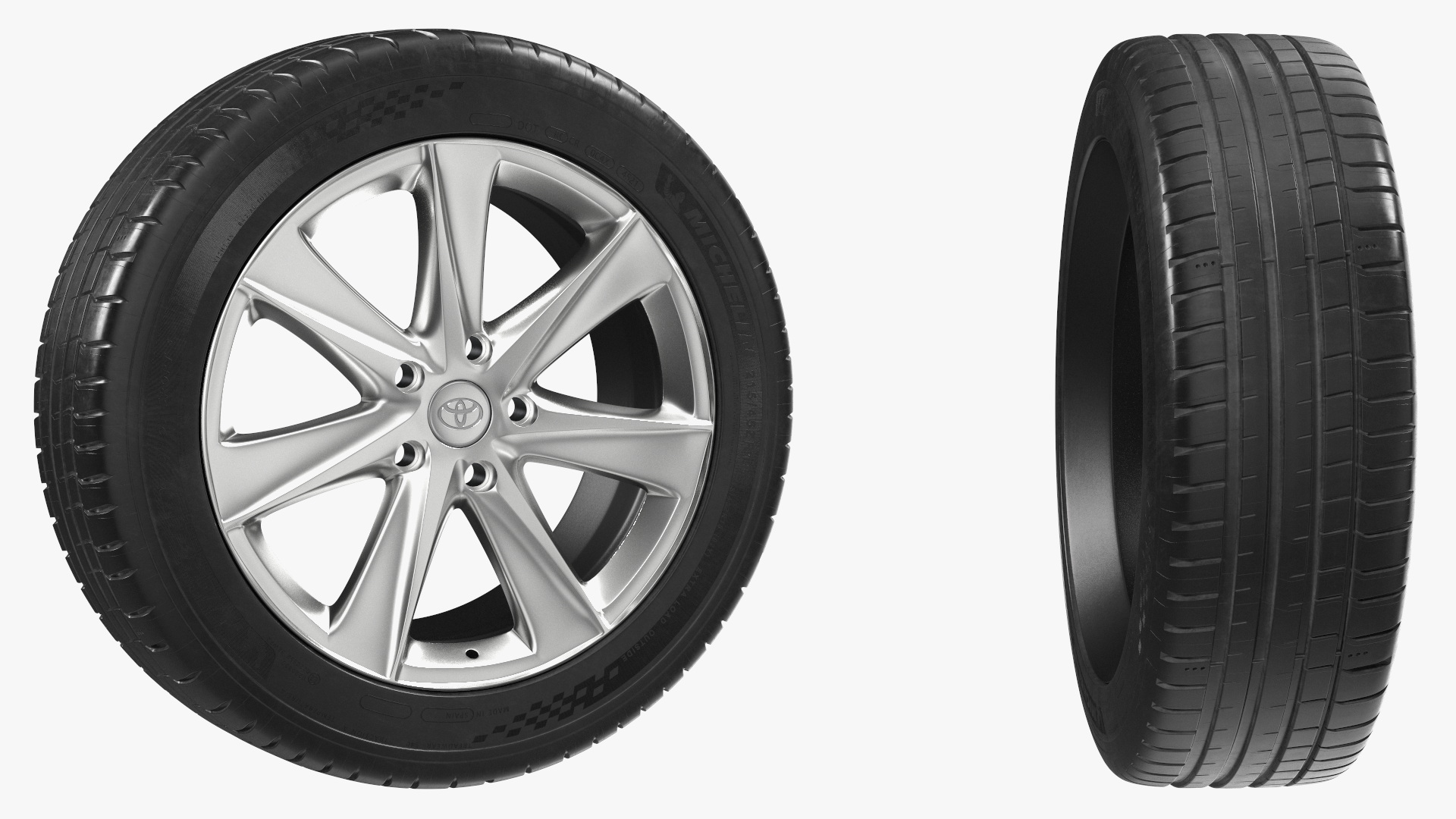 3D model Toyota Silver Car Wheel Rim Carrying Michelin Tire