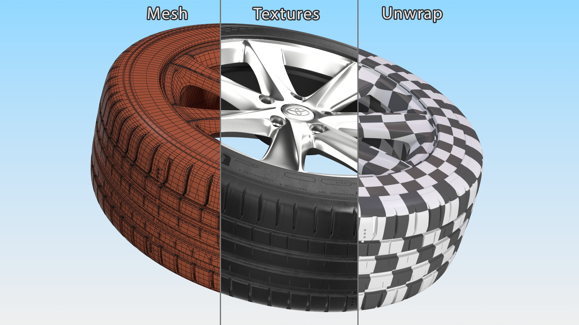 3D model Toyota Silver Car Wheel Rim Carrying Michelin Tire
