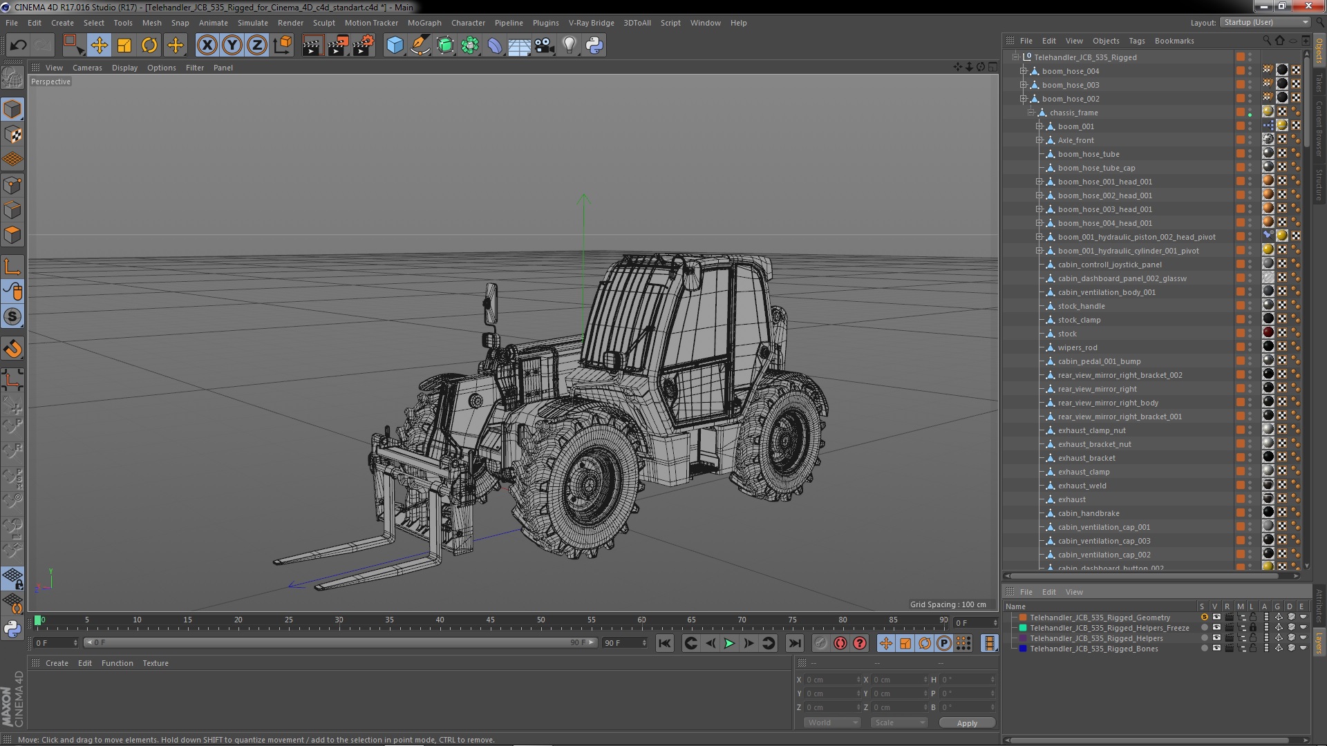 3D model Telehandler JCB 535 Rigged for Cinema 4D