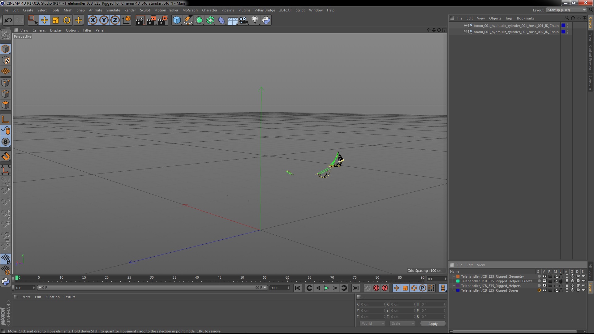 3D model Telehandler JCB 535 Rigged for Cinema 4D