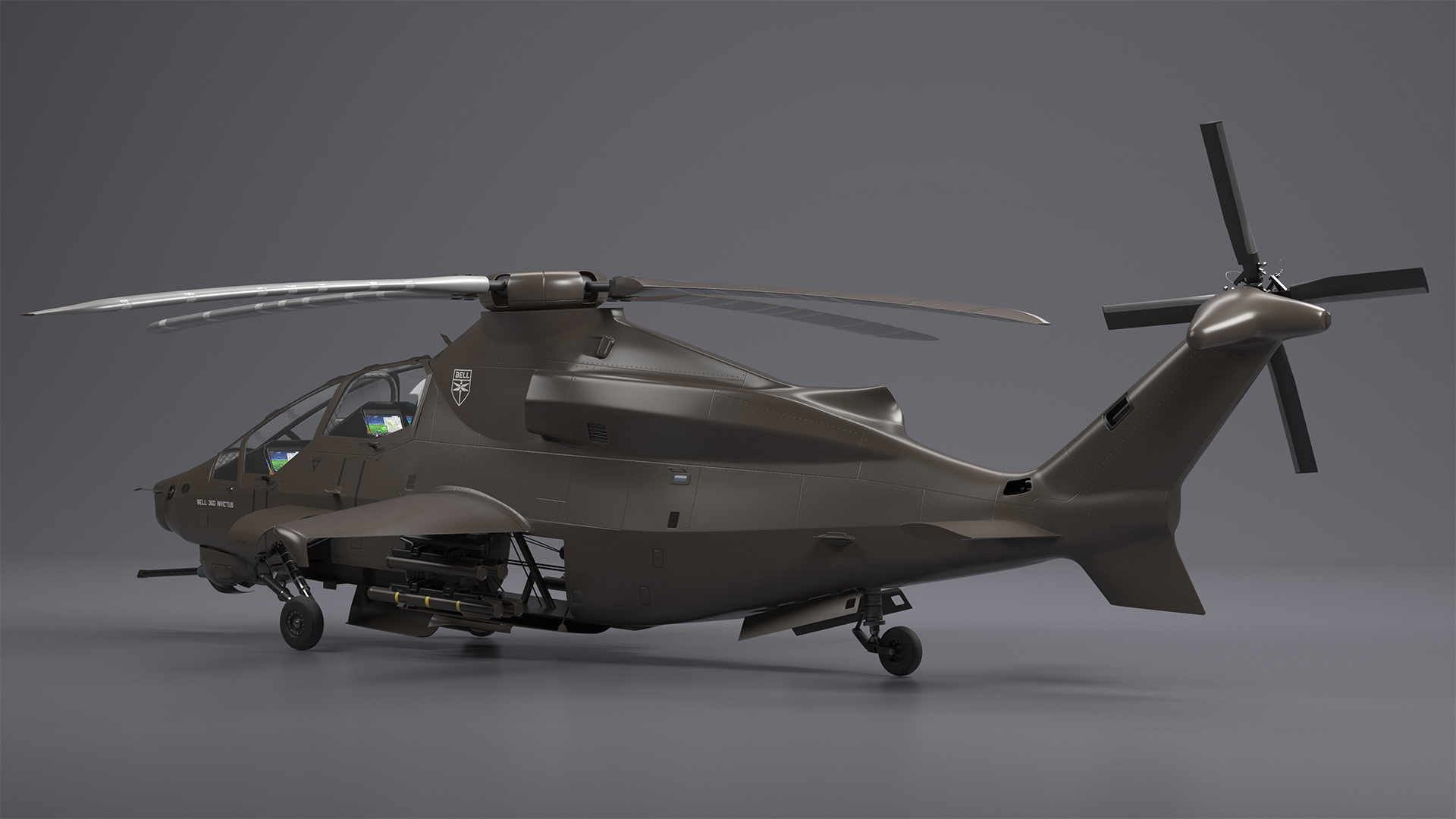 3D Bell 360 Invictus Helicopter with Pilot Rigged