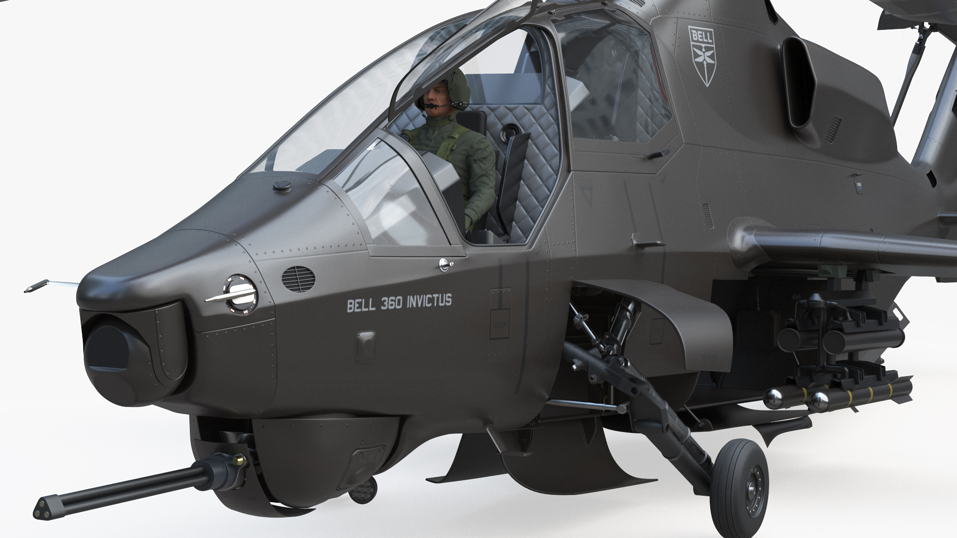 3D Bell 360 Invictus Helicopter with Pilot Rigged