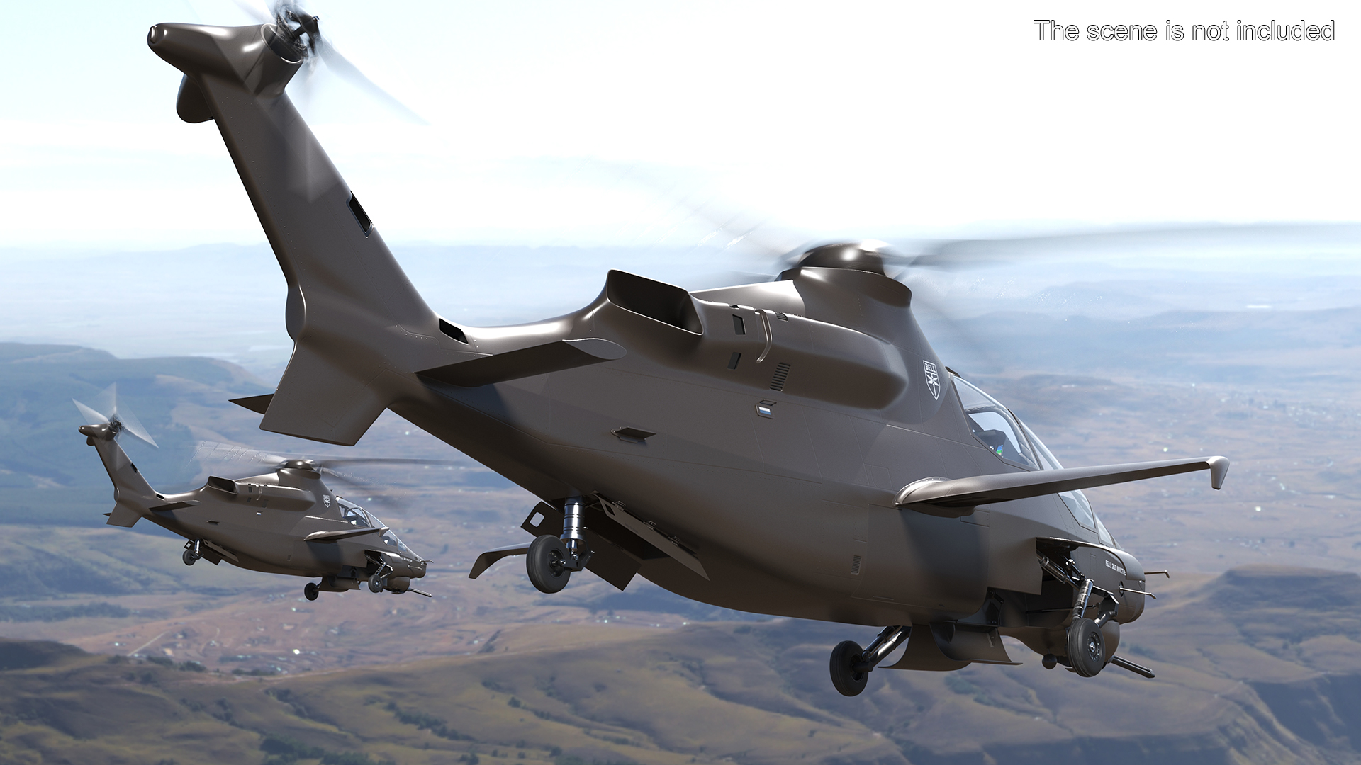 3D Bell 360 Invictus Helicopter with Pilot Rigged