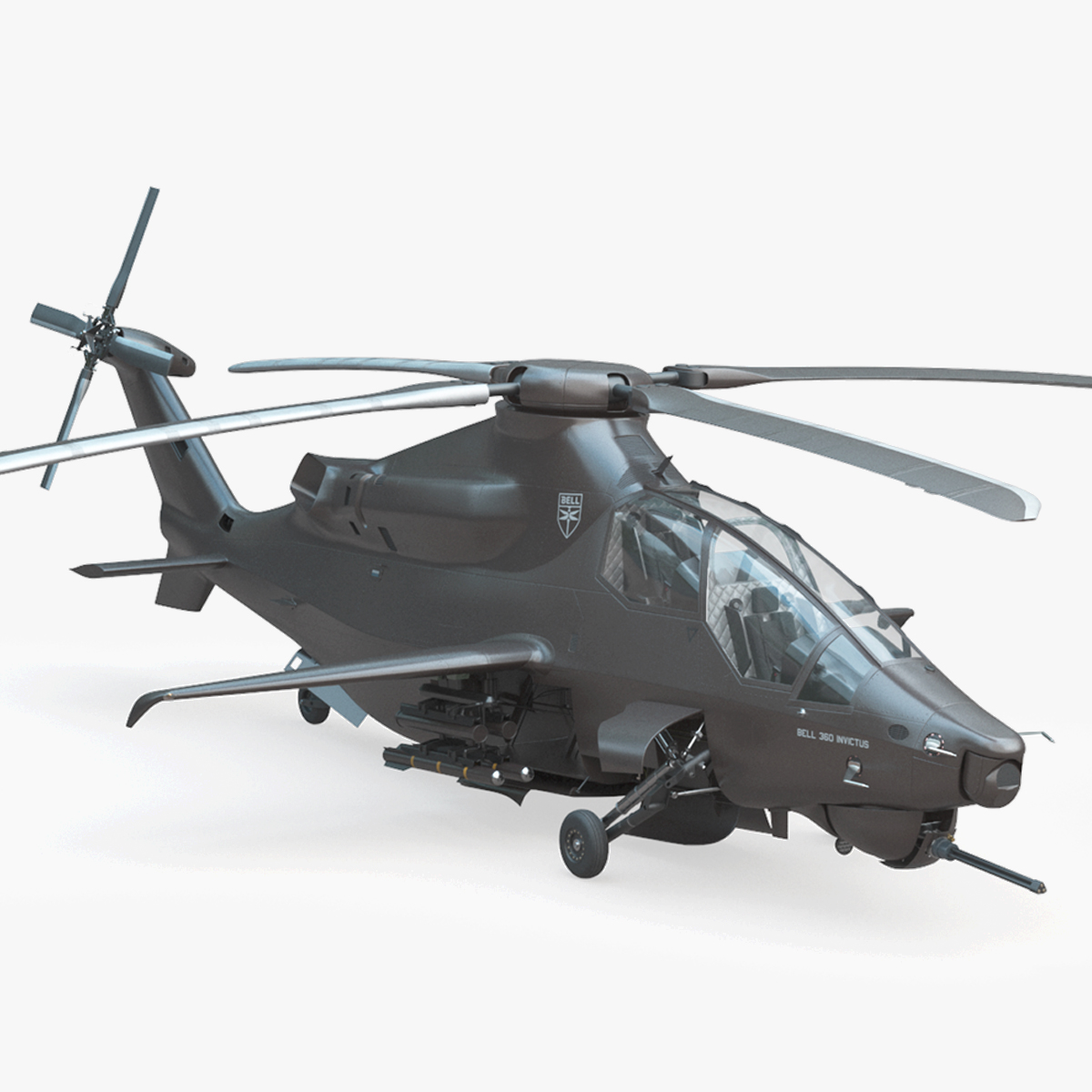 3D Bell 360 Invictus Helicopter with Pilot Rigged