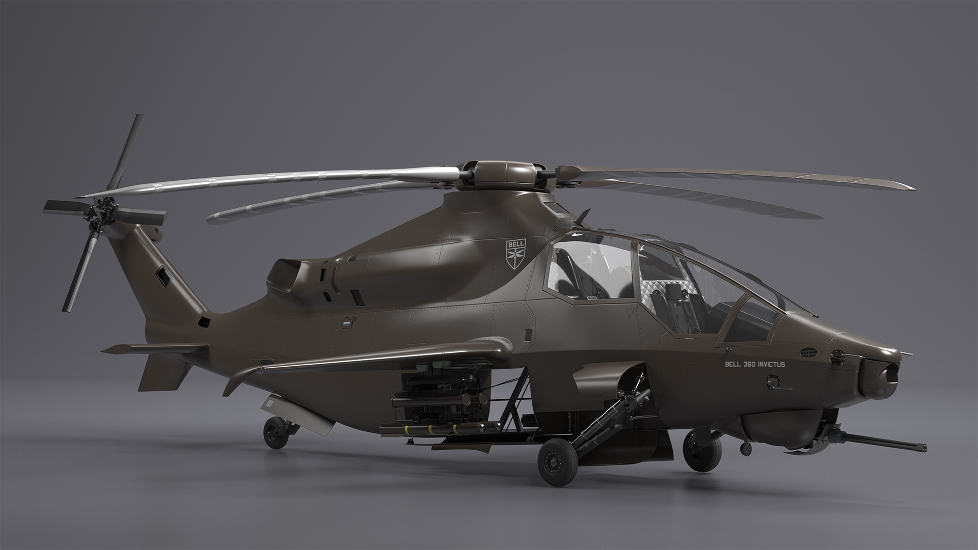 3D Bell 360 Invictus Helicopter with Pilot Rigged