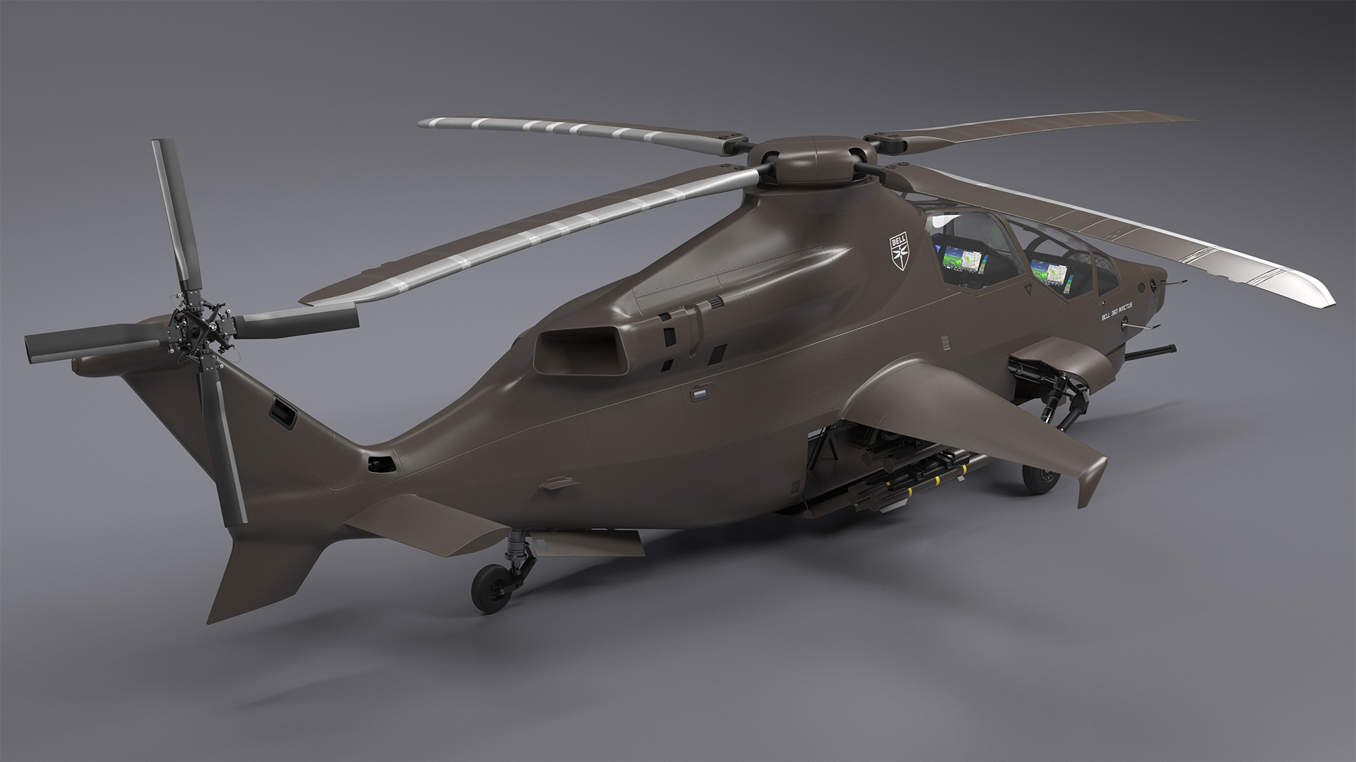 3D Bell 360 Invictus Helicopter with Pilot Rigged