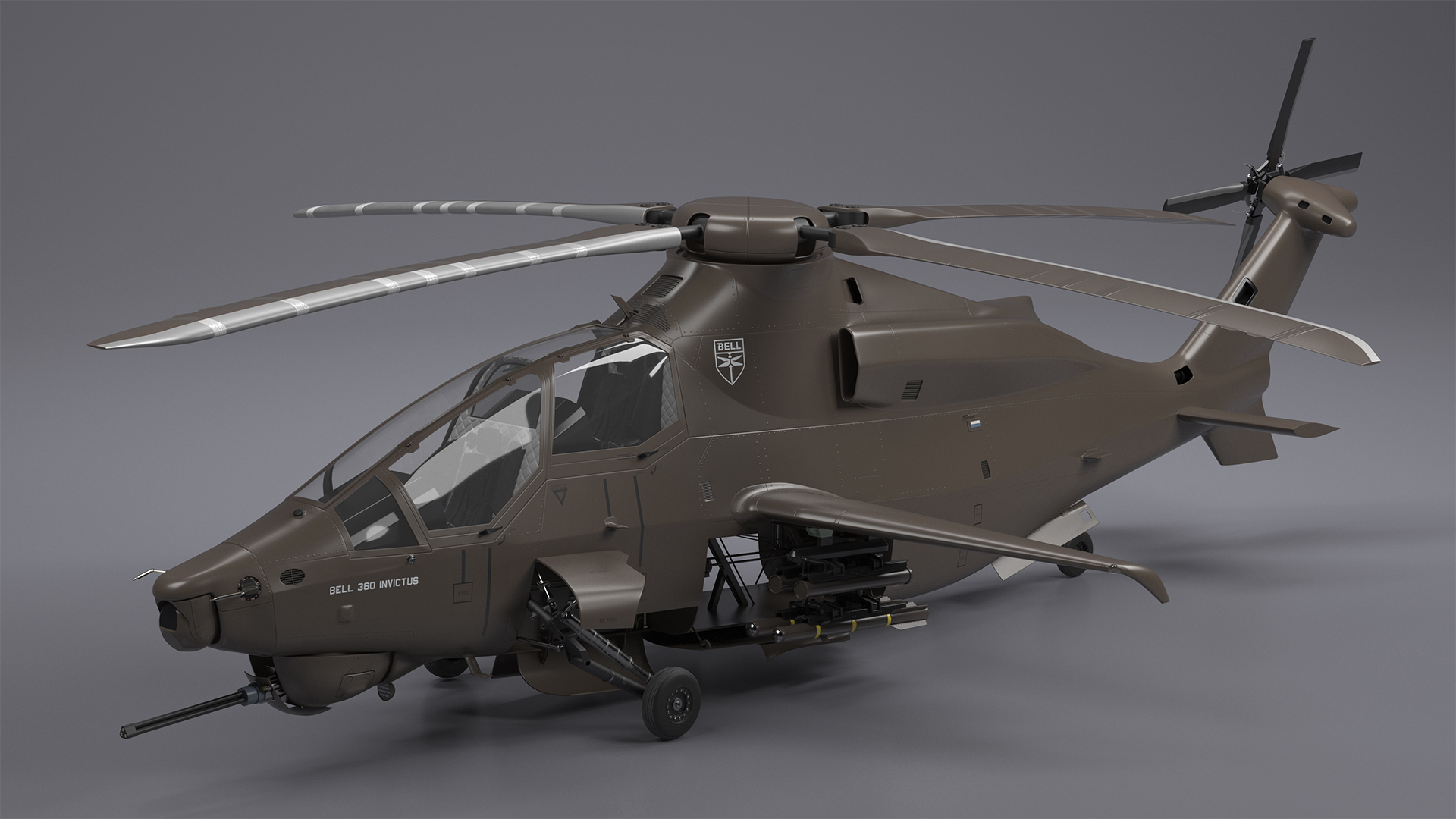 3D Bell 360 Invictus Helicopter with Pilot Rigged