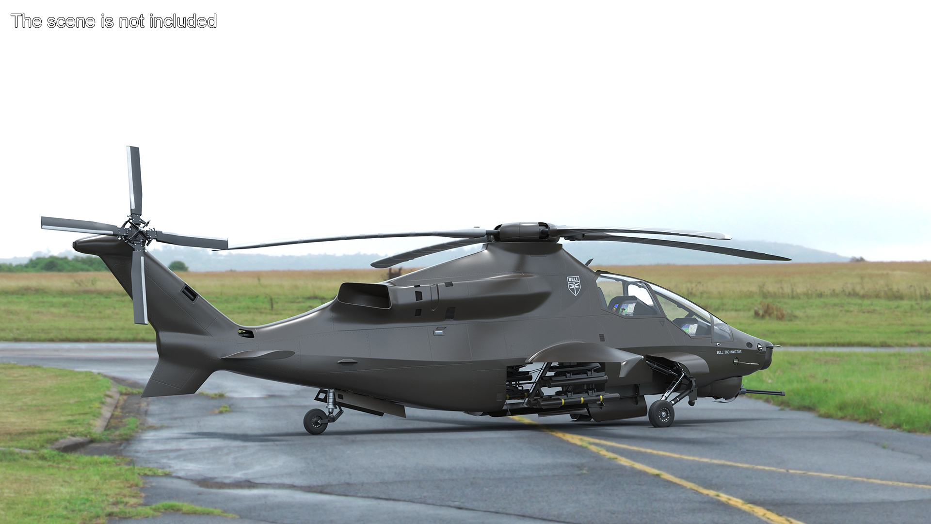 3D Bell 360 Invictus Helicopter with Pilot Rigged