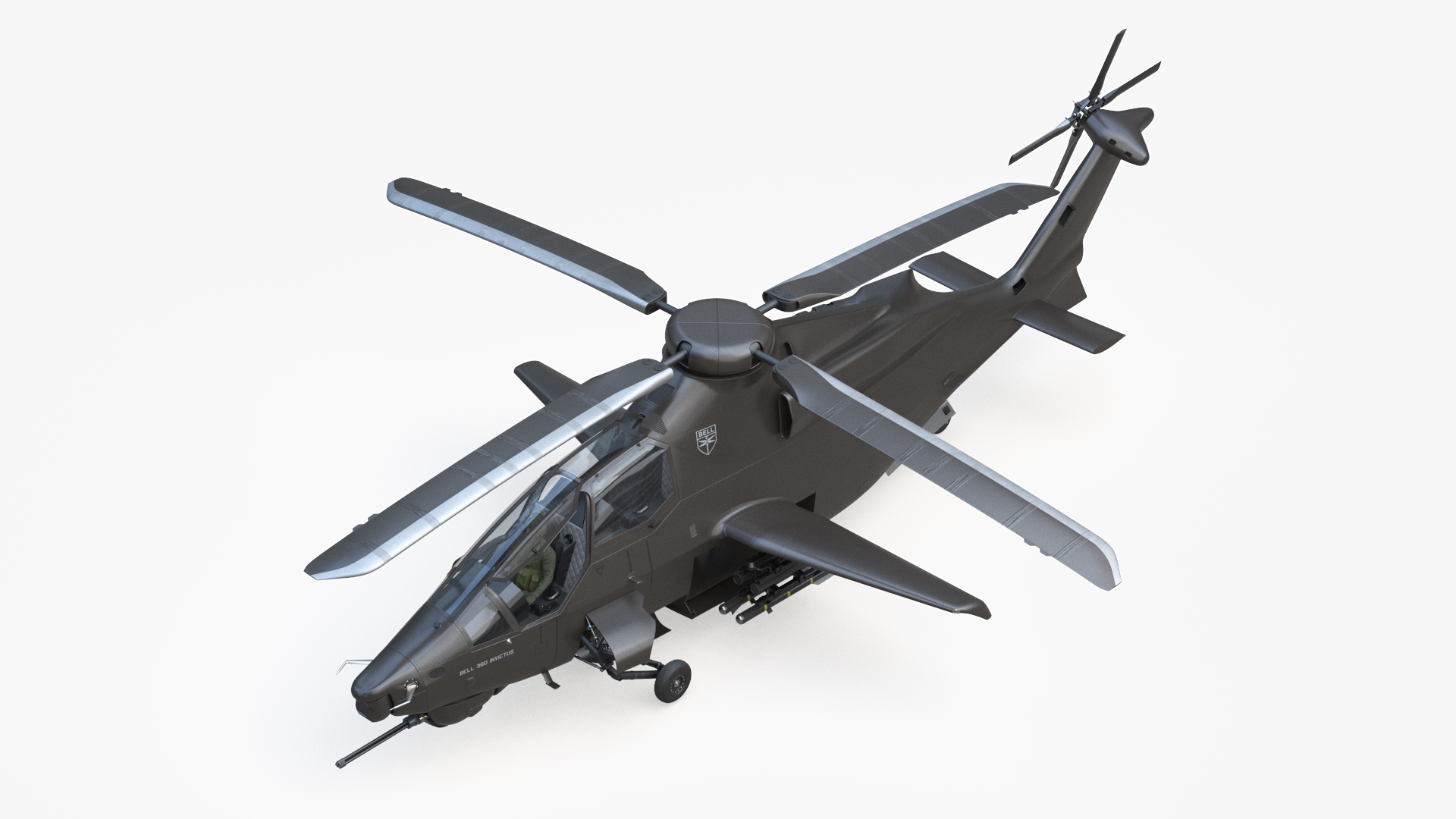 3D Bell 360 Invictus Helicopter with Pilot Rigged