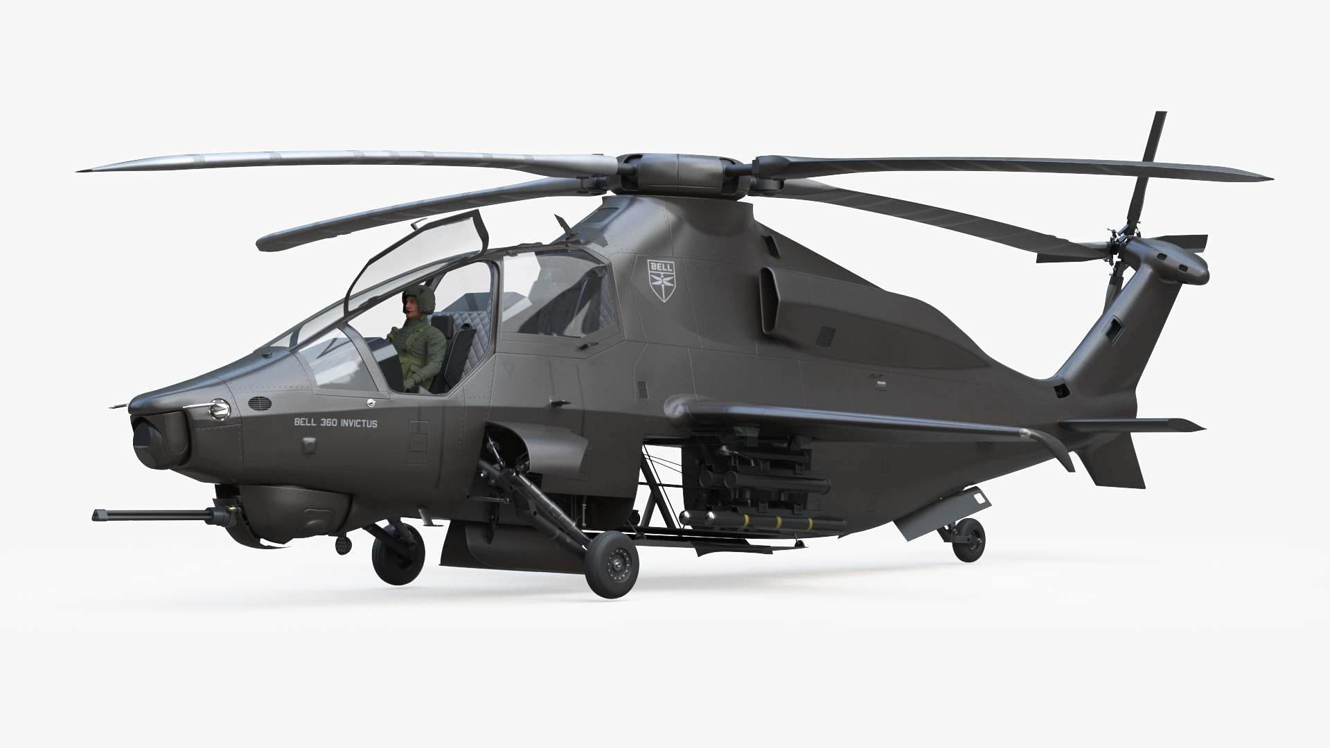 3D Bell 360 Invictus Helicopter with Pilot Rigged