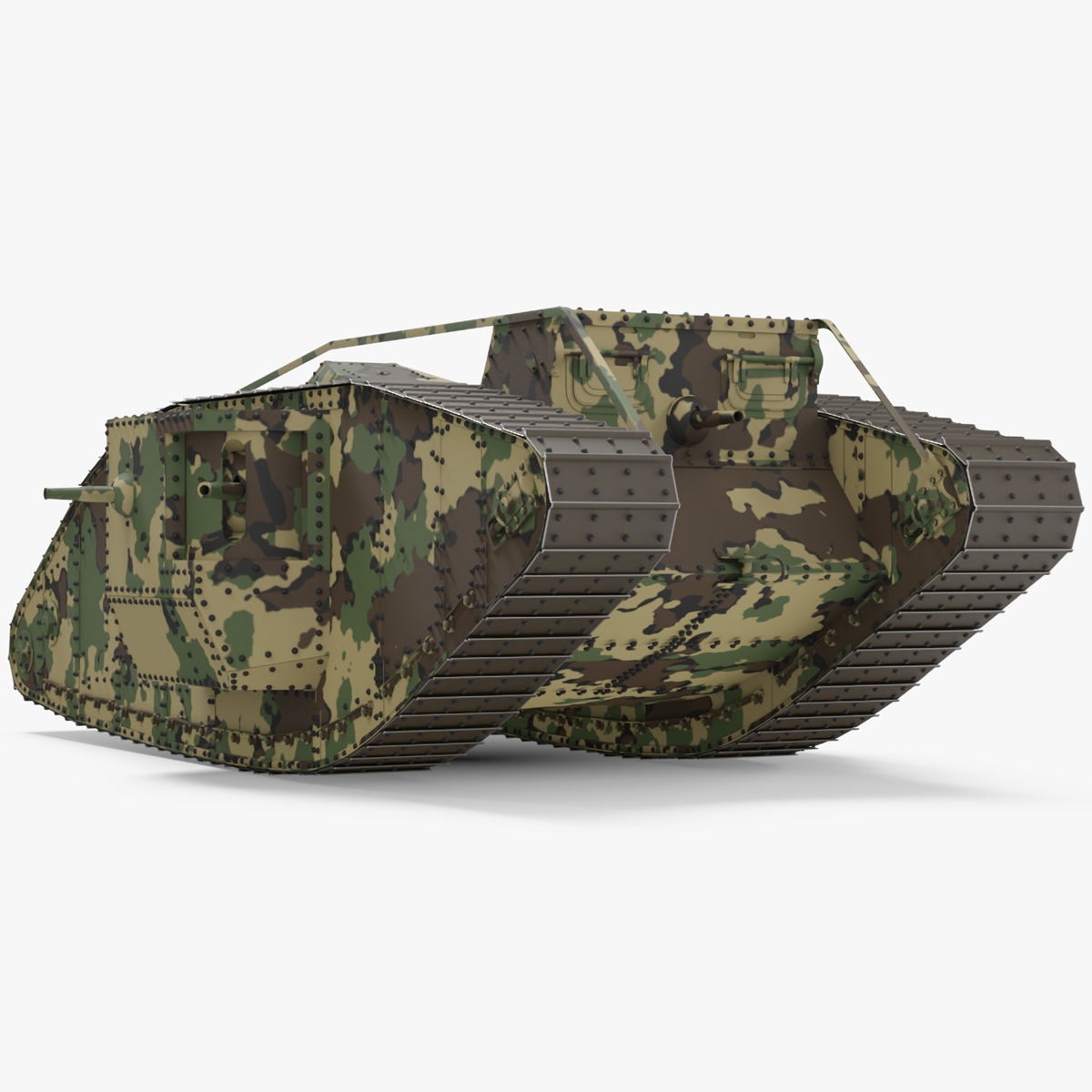 Tank MK 4 Male Camouflage Color Rigged for Cinema 4D 3D