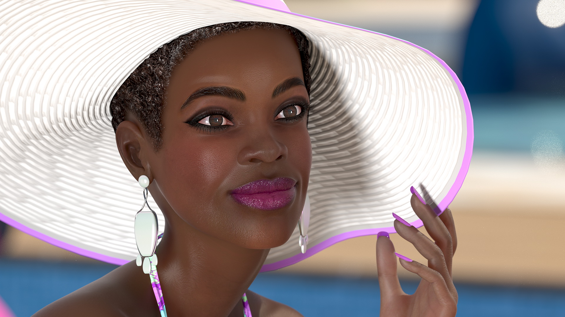 3D model Dark Skinned Bikini Girl Lying Pose