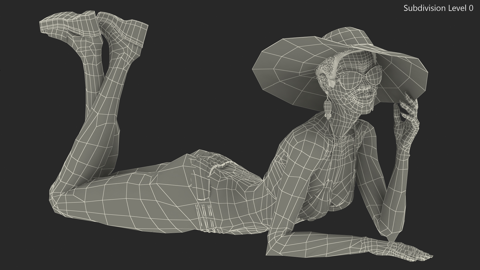 3D model Dark Skinned Bikini Girl Lying Pose