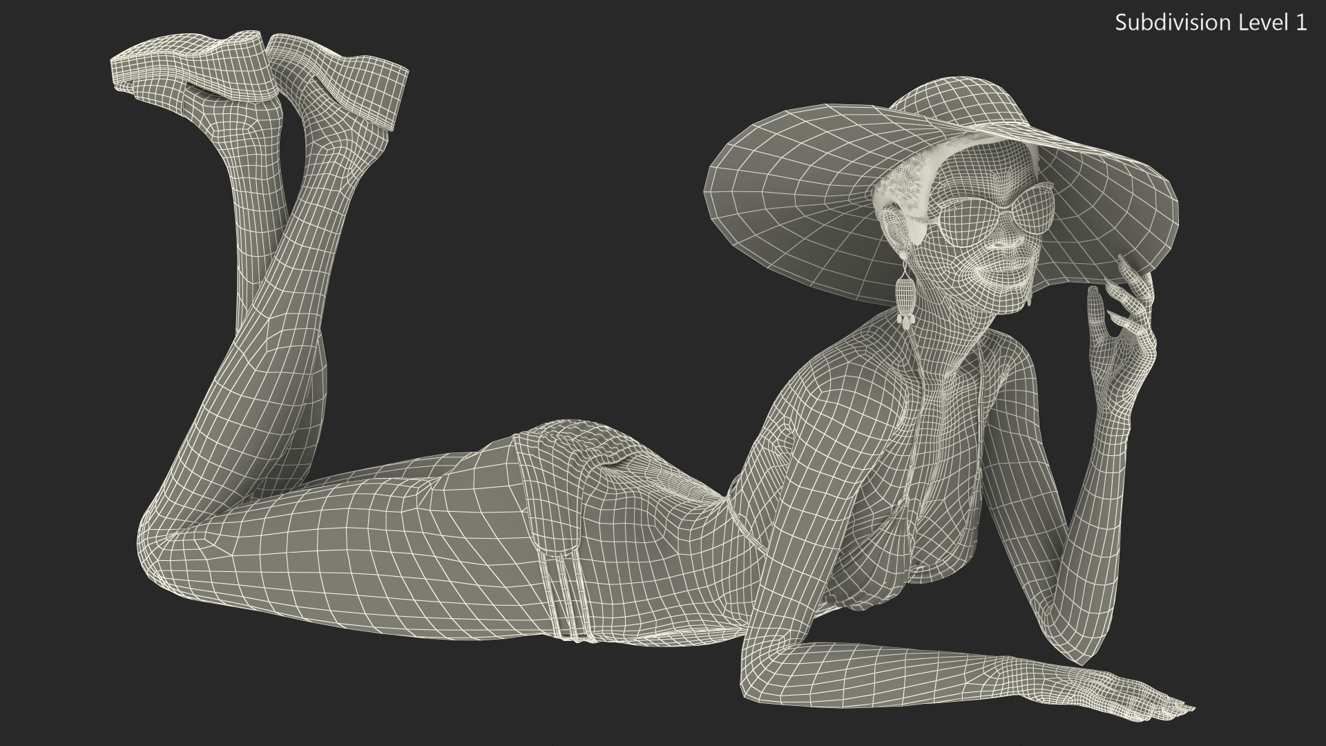 3D model Dark Skinned Bikini Girl Lying Pose