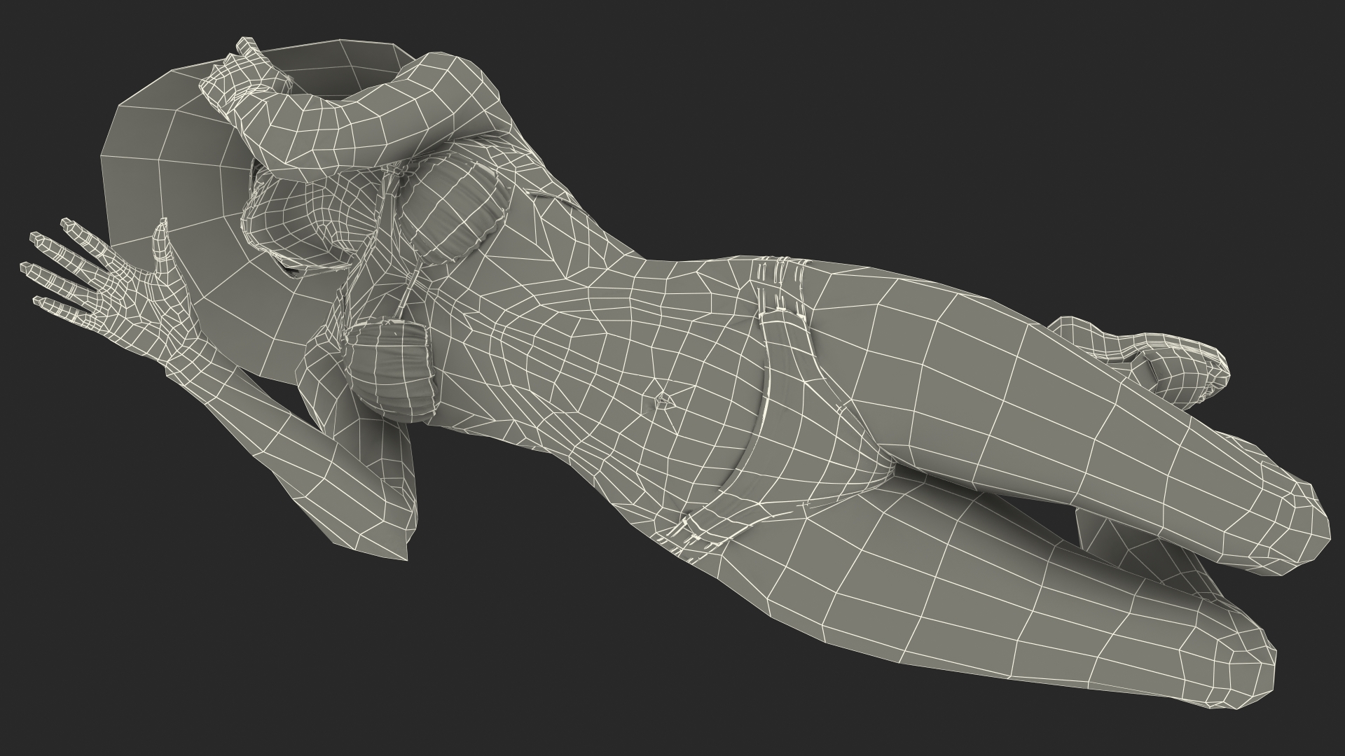 3D model Dark Skinned Bikini Girl Lying Pose