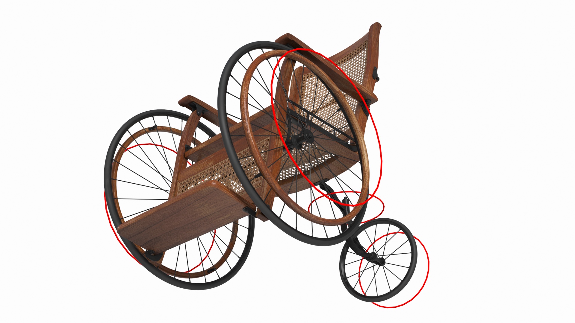 3D model Vintage Wheelchair Rigged