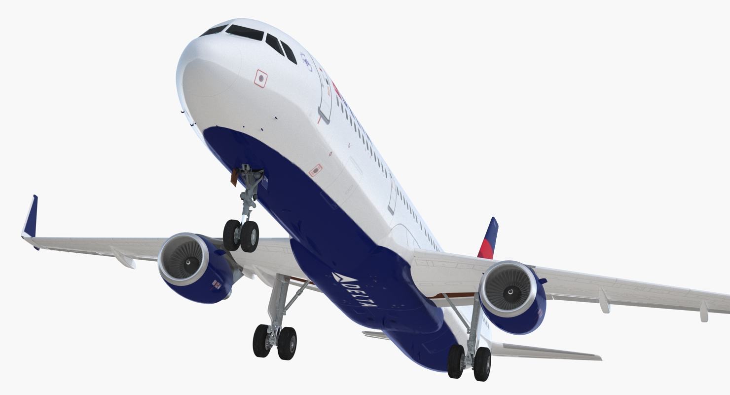 3D Airbus A321 with Interior and Cockpit Delta Air Lines model
