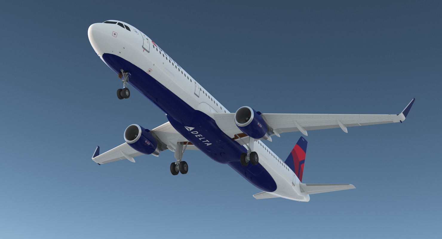 3D Airbus A321 with Interior and Cockpit Delta Air Lines model