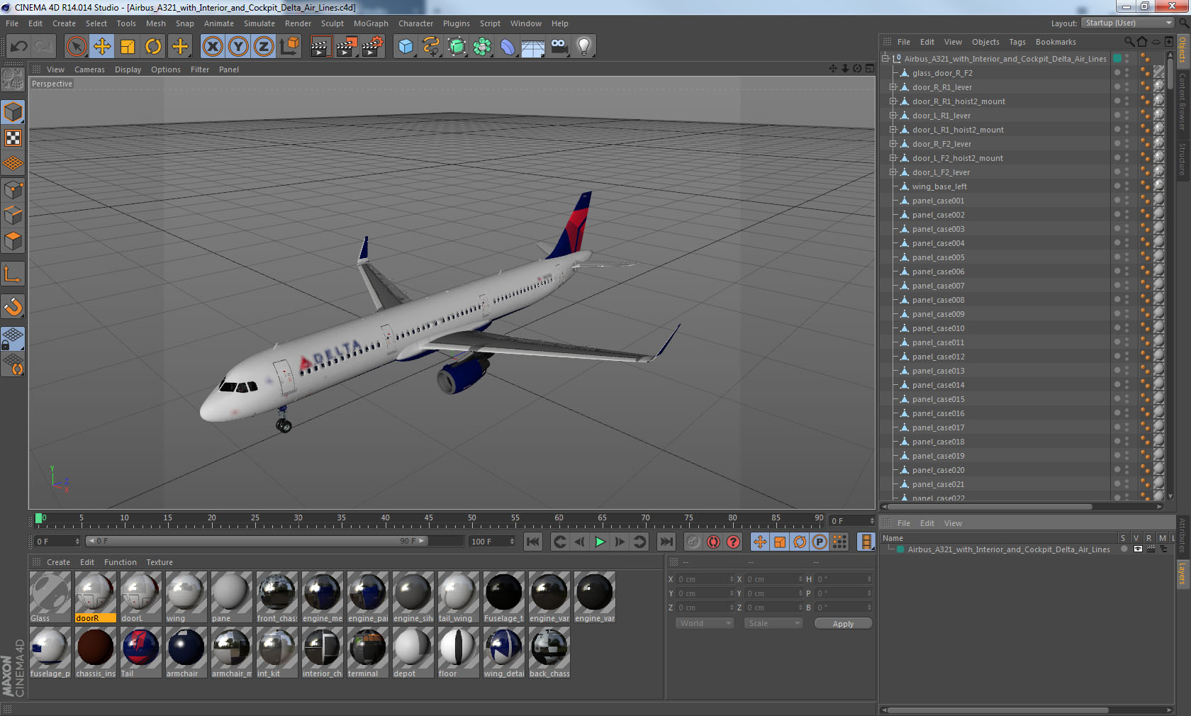 3D Airbus A321 with Interior and Cockpit Delta Air Lines model