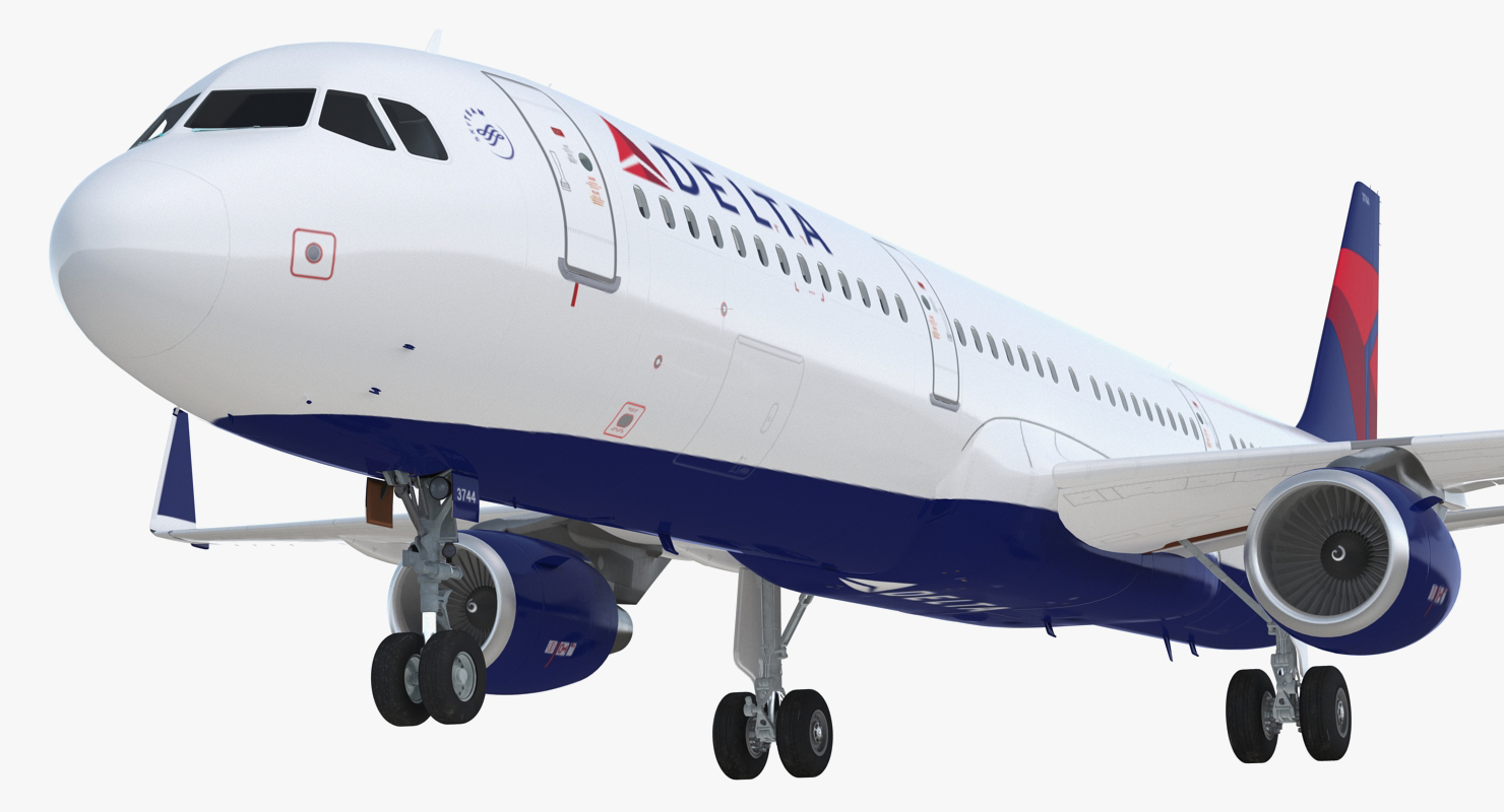 3D Airbus A321 with Interior and Cockpit Delta Air Lines model