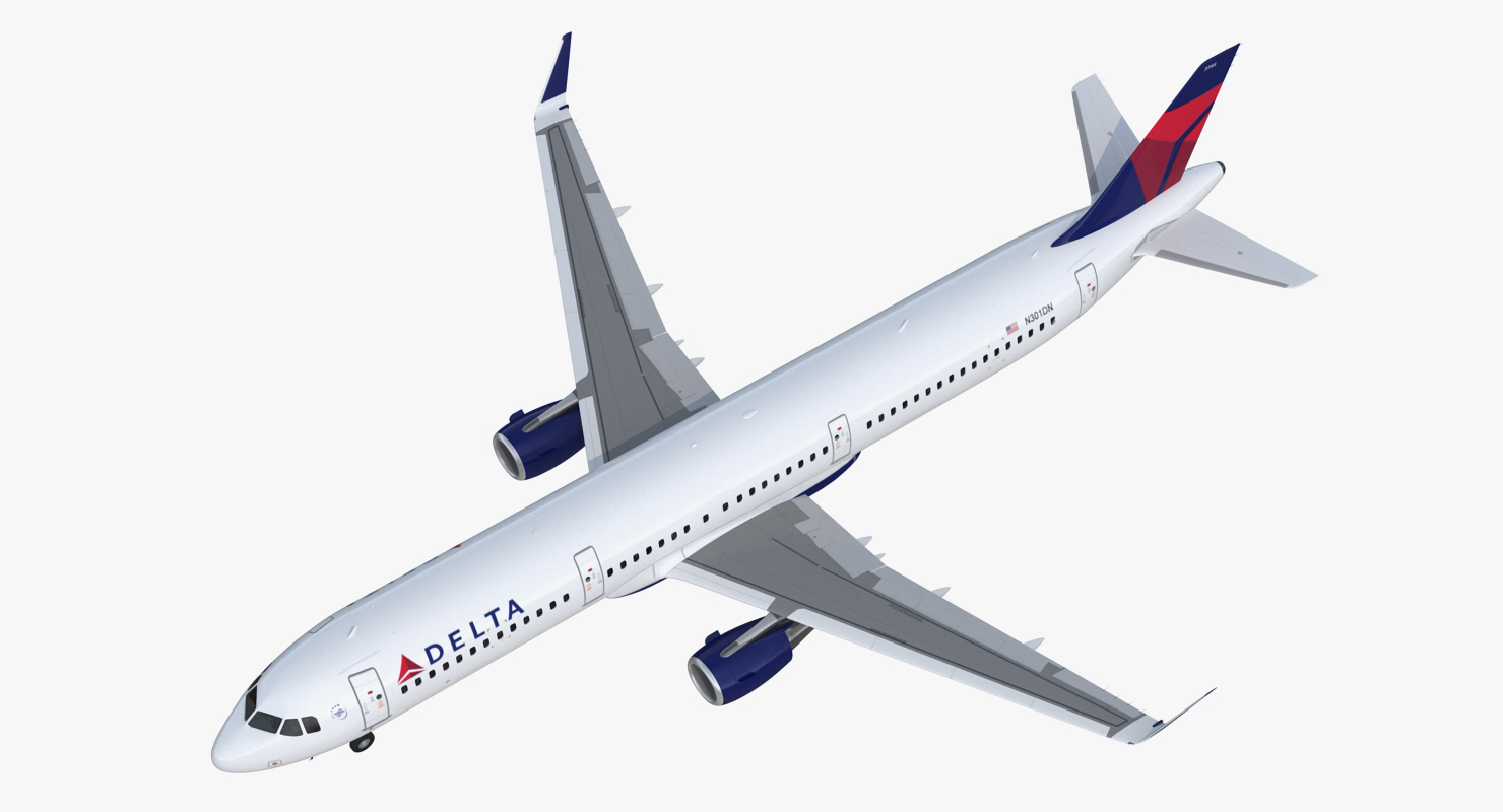 3D Airbus A321 with Interior and Cockpit Delta Air Lines model