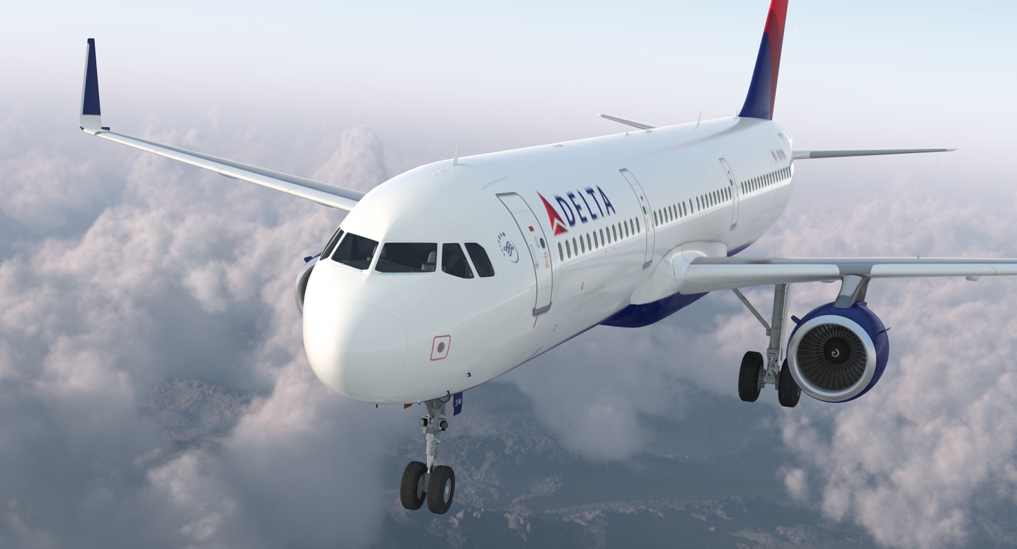 3D Airbus A321 with Interior and Cockpit Delta Air Lines model