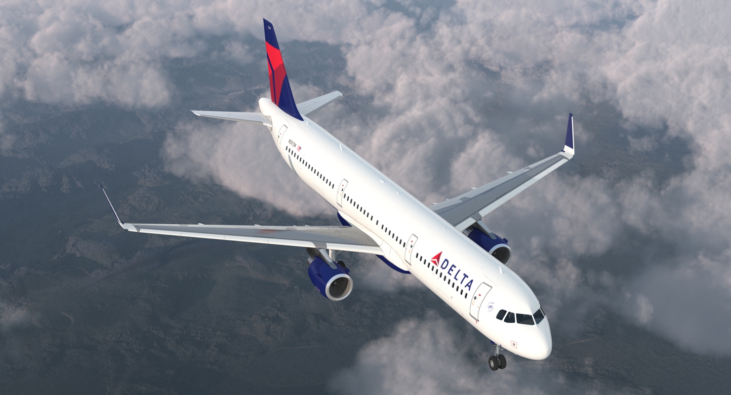 3D Airbus A321 with Interior and Cockpit Delta Air Lines model