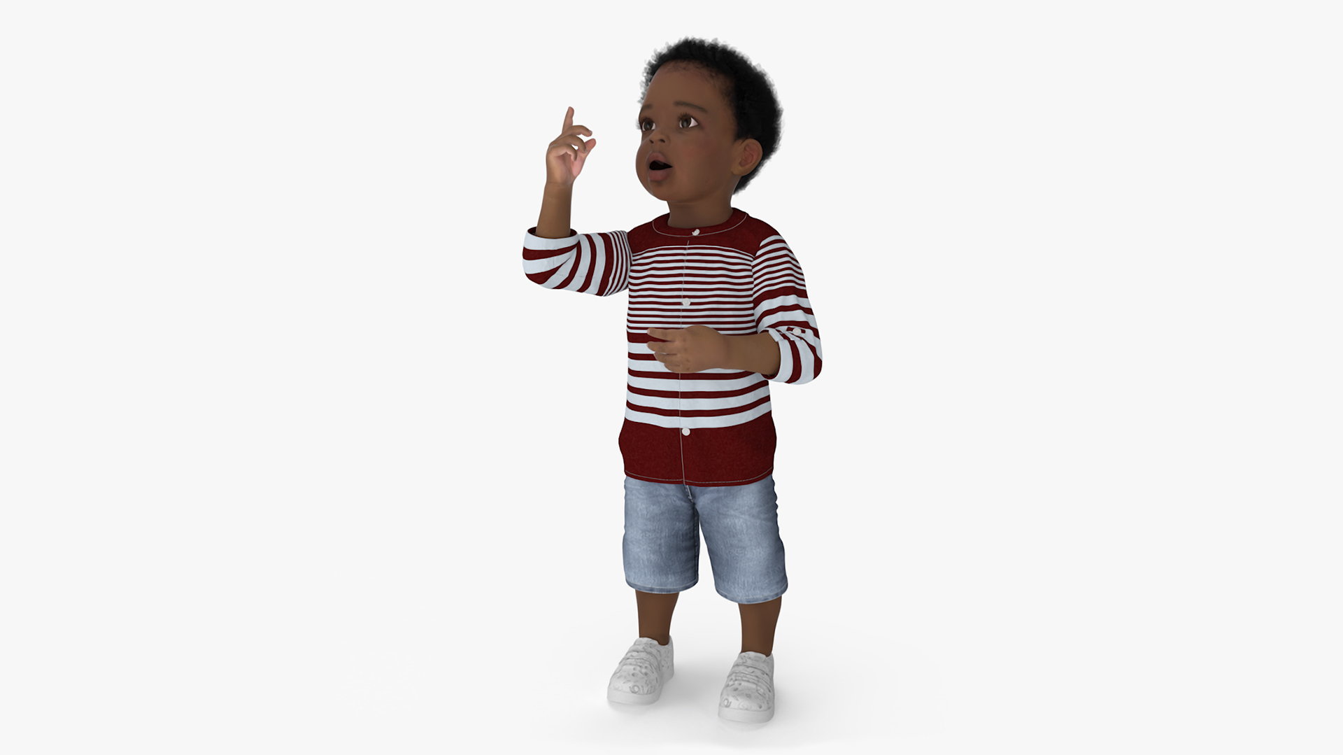 3D Little African Boy Light Skin in Summer Outfit Rigged model