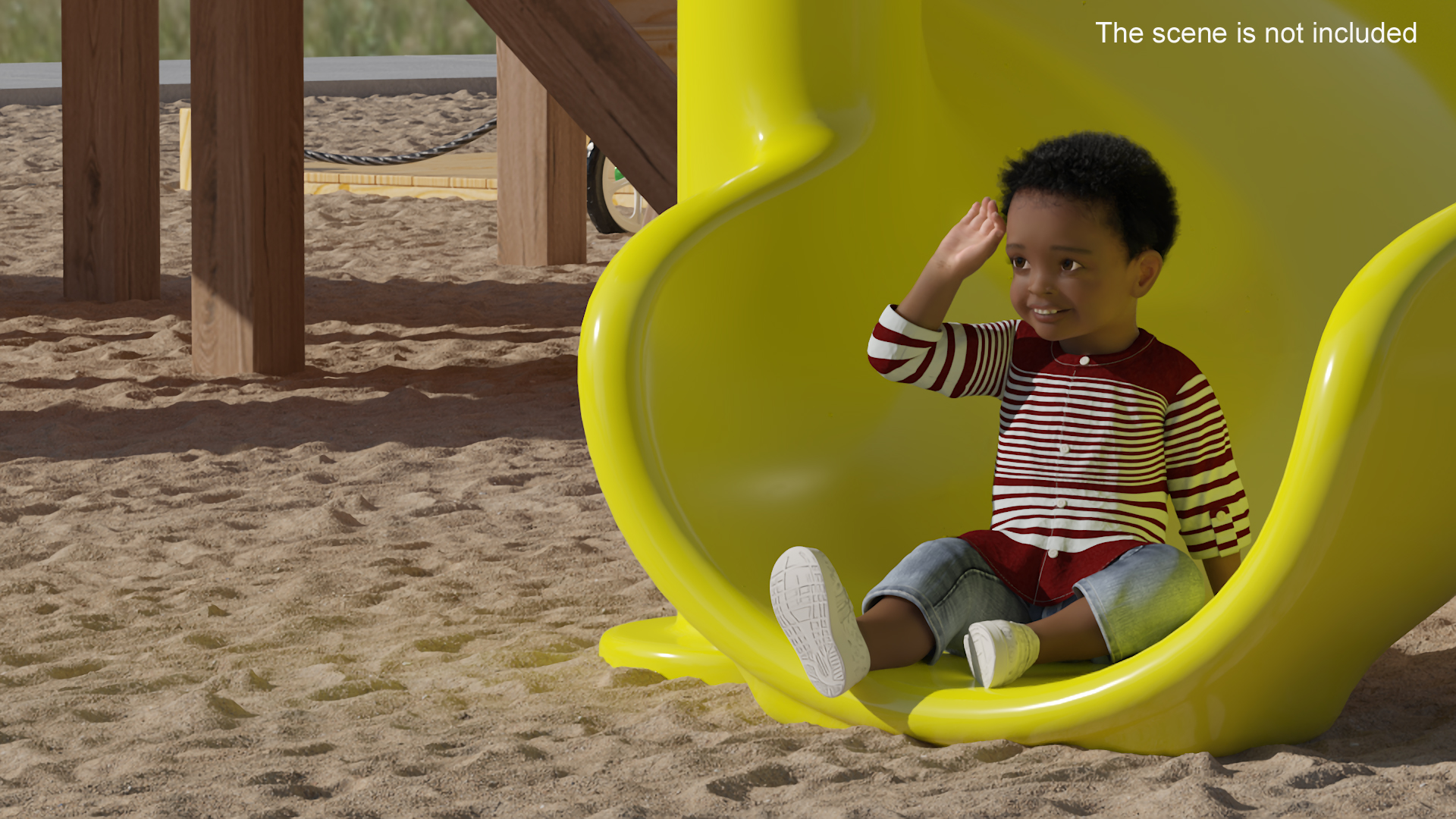 3D Little African Boy Light Skin in Summer Outfit Rigged model