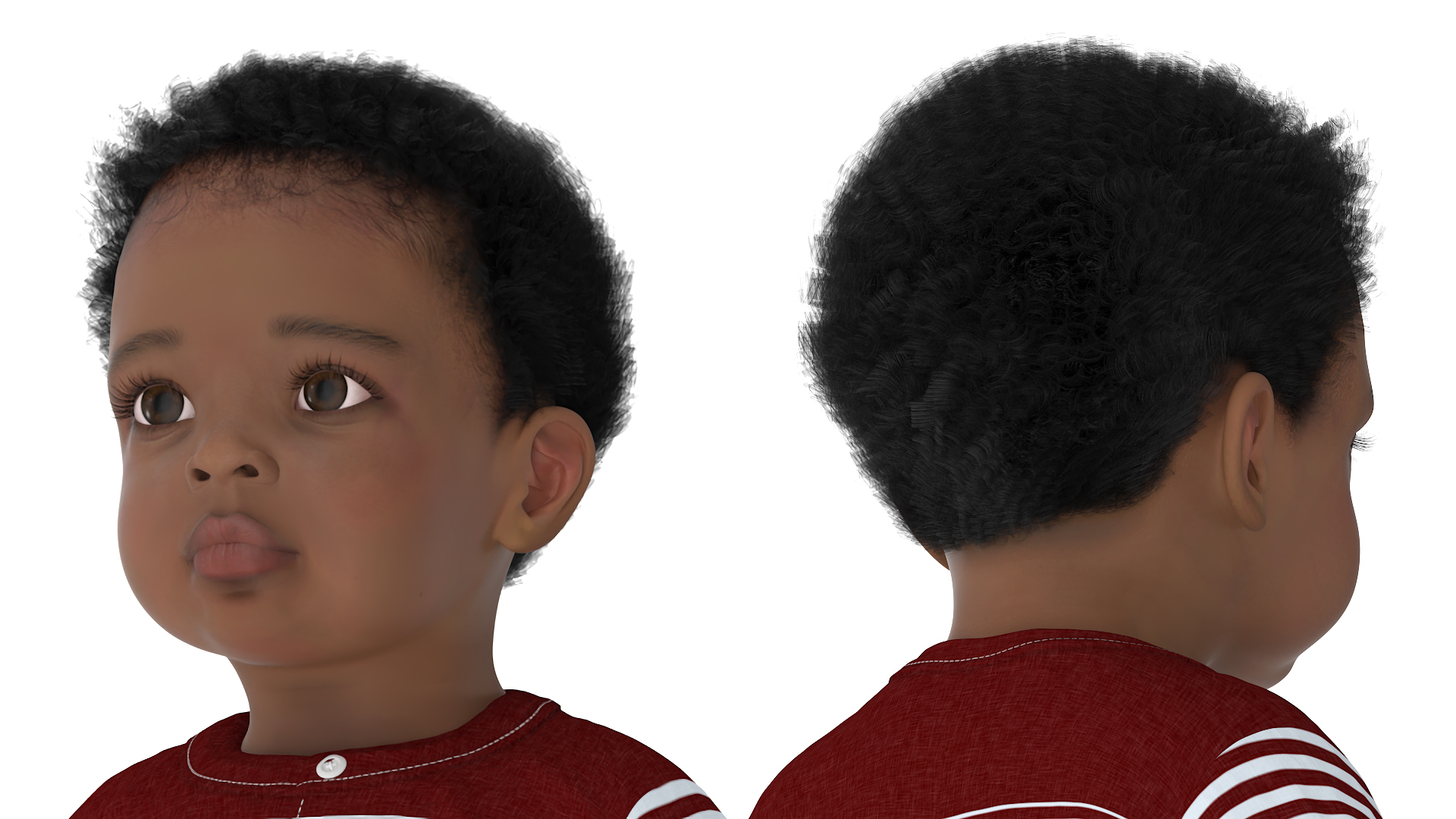 3D Little African Boy Light Skin in Summer Outfit Rigged model