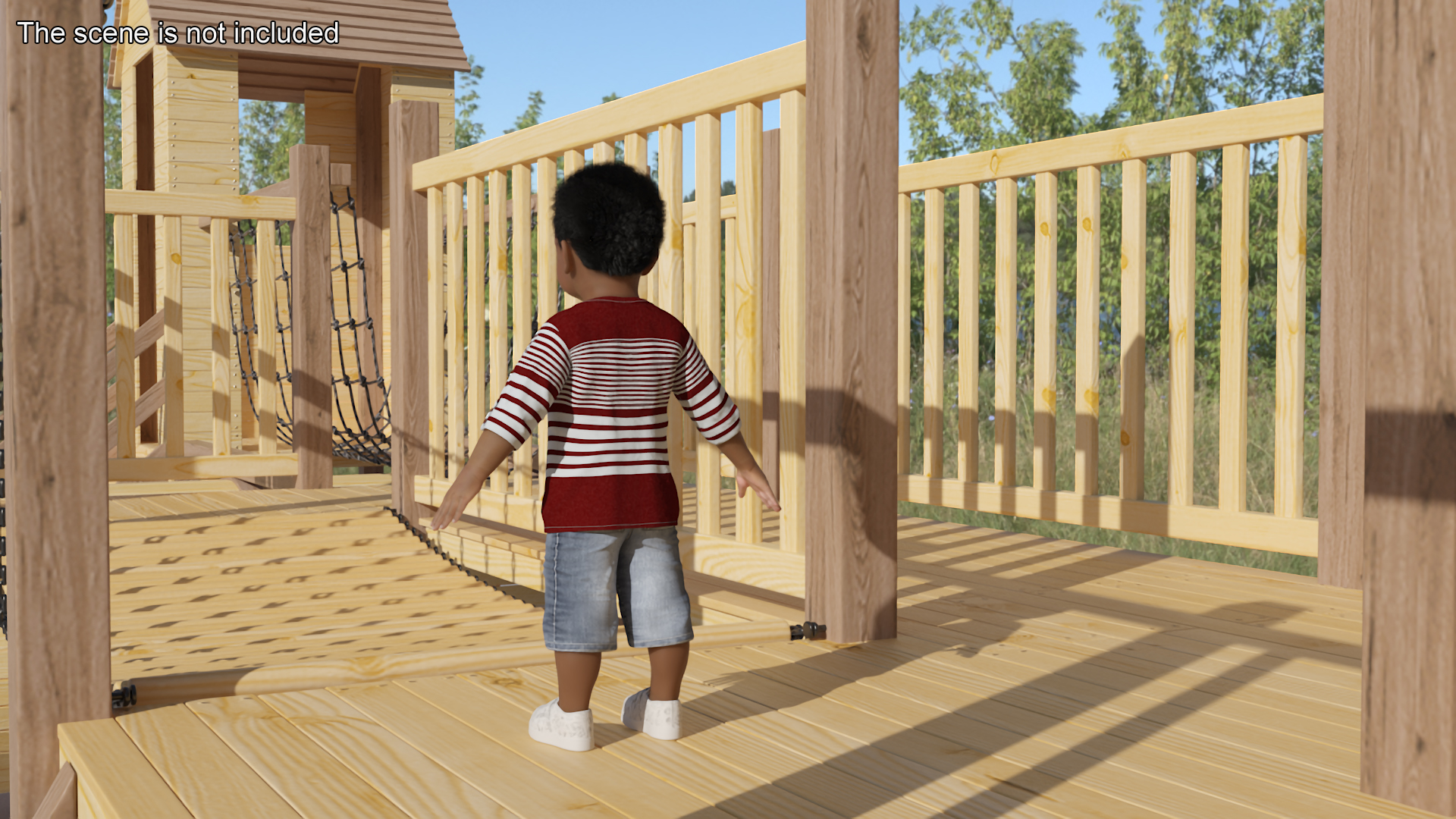 3D Little African Boy Light Skin in Summer Outfit Rigged model