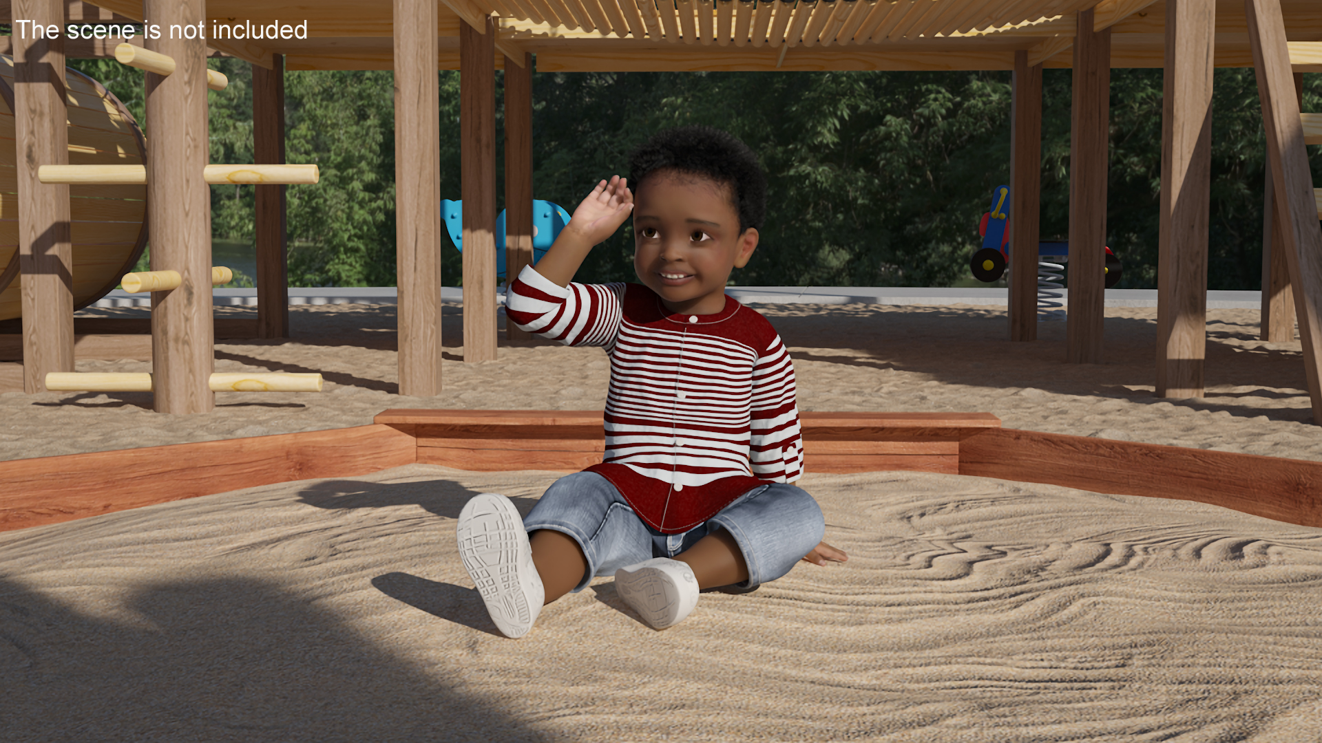 3D Little African Boy Light Skin in Summer Outfit Rigged model