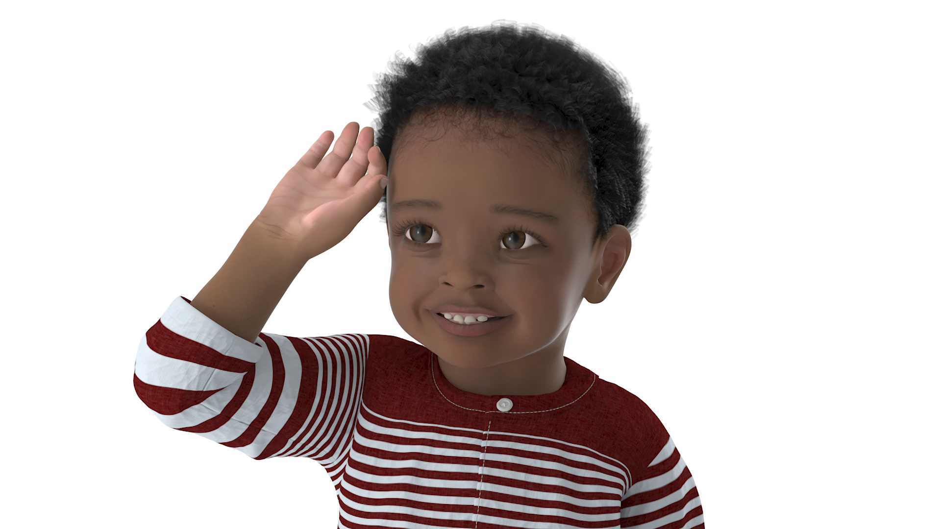 3D Little African Boy Light Skin in Summer Outfit Rigged model