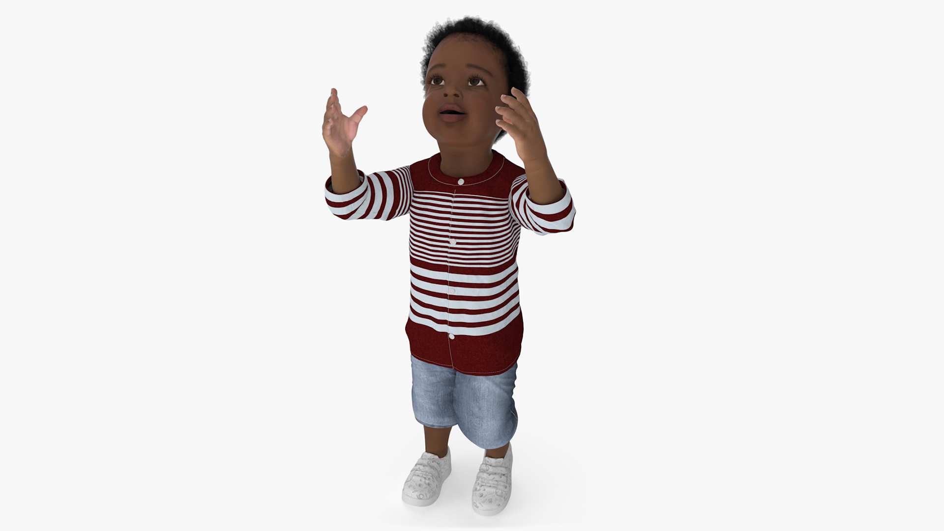 3D Little African Boy Light Skin in Summer Outfit Rigged model