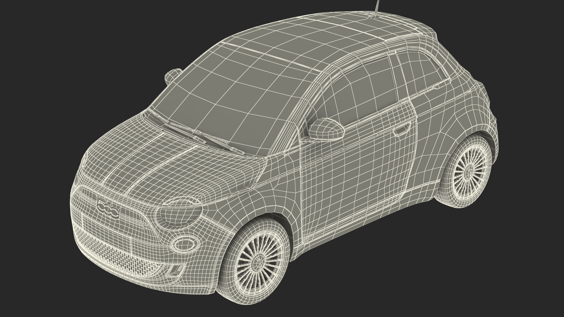 3D Fiat 500 La Prima Simple Interior model