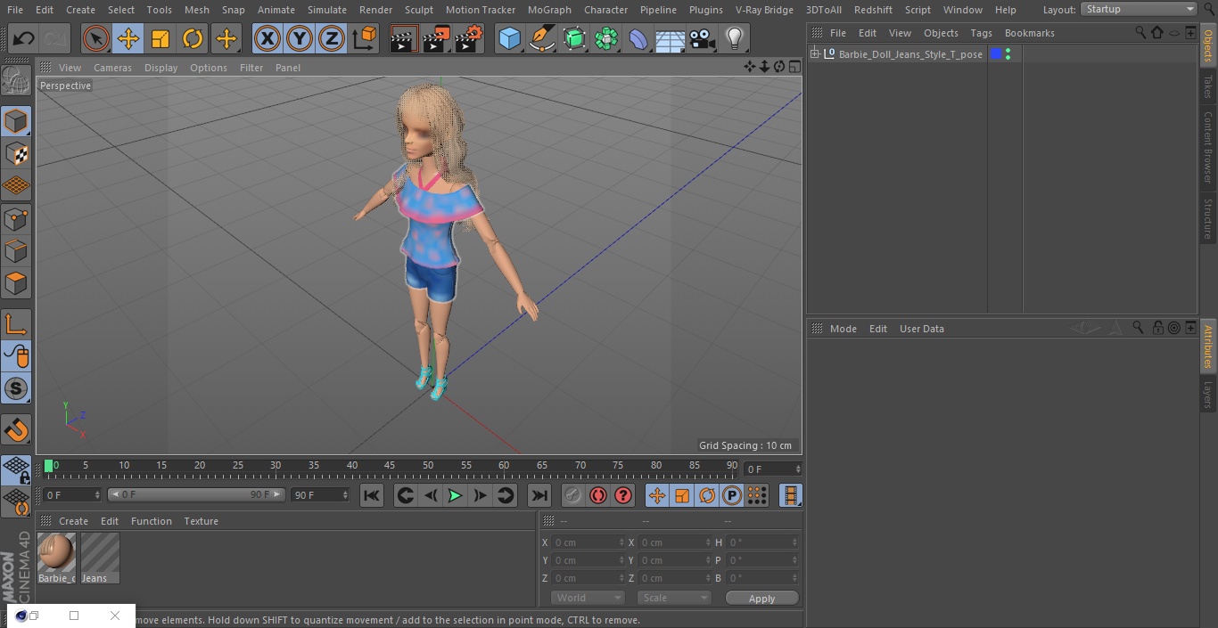 3D model Barbie Doll Jeans Style T-pose