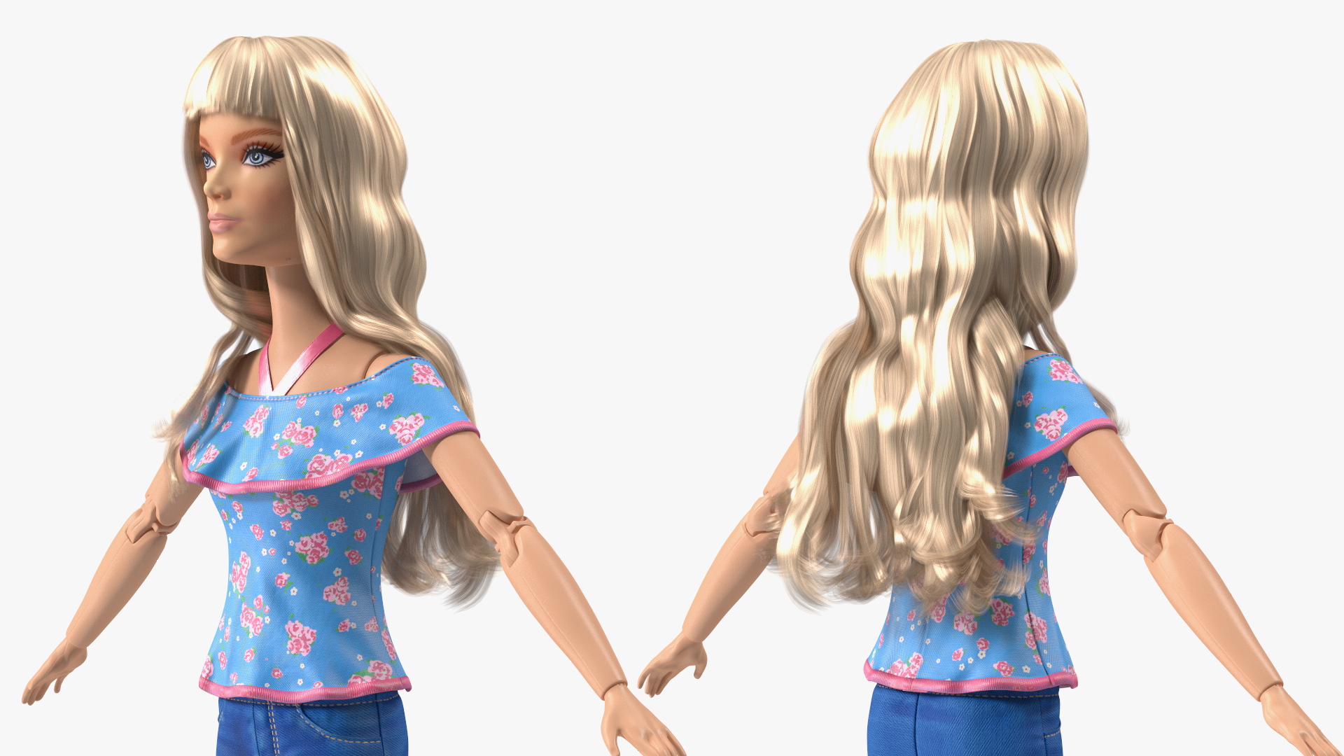 3D model Barbie Doll Jeans Style T-pose