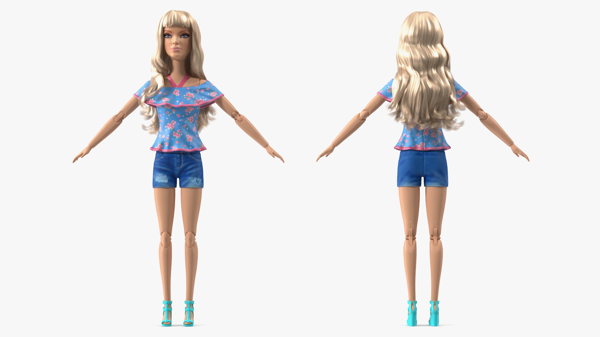 3D model Barbie Doll Jeans Style T-pose
